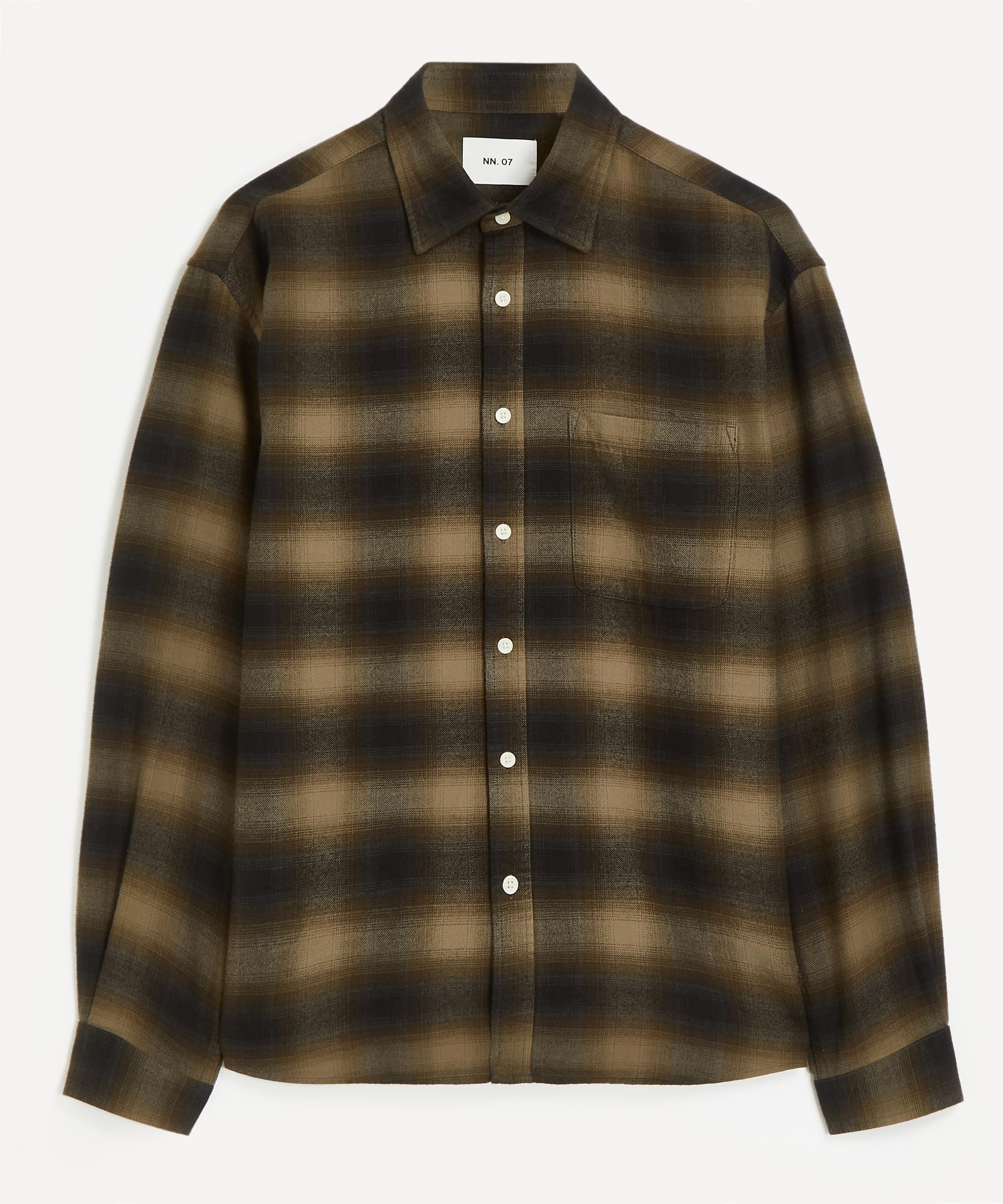 Nn07 Deon Check-pattern Flannel Shirt In Green