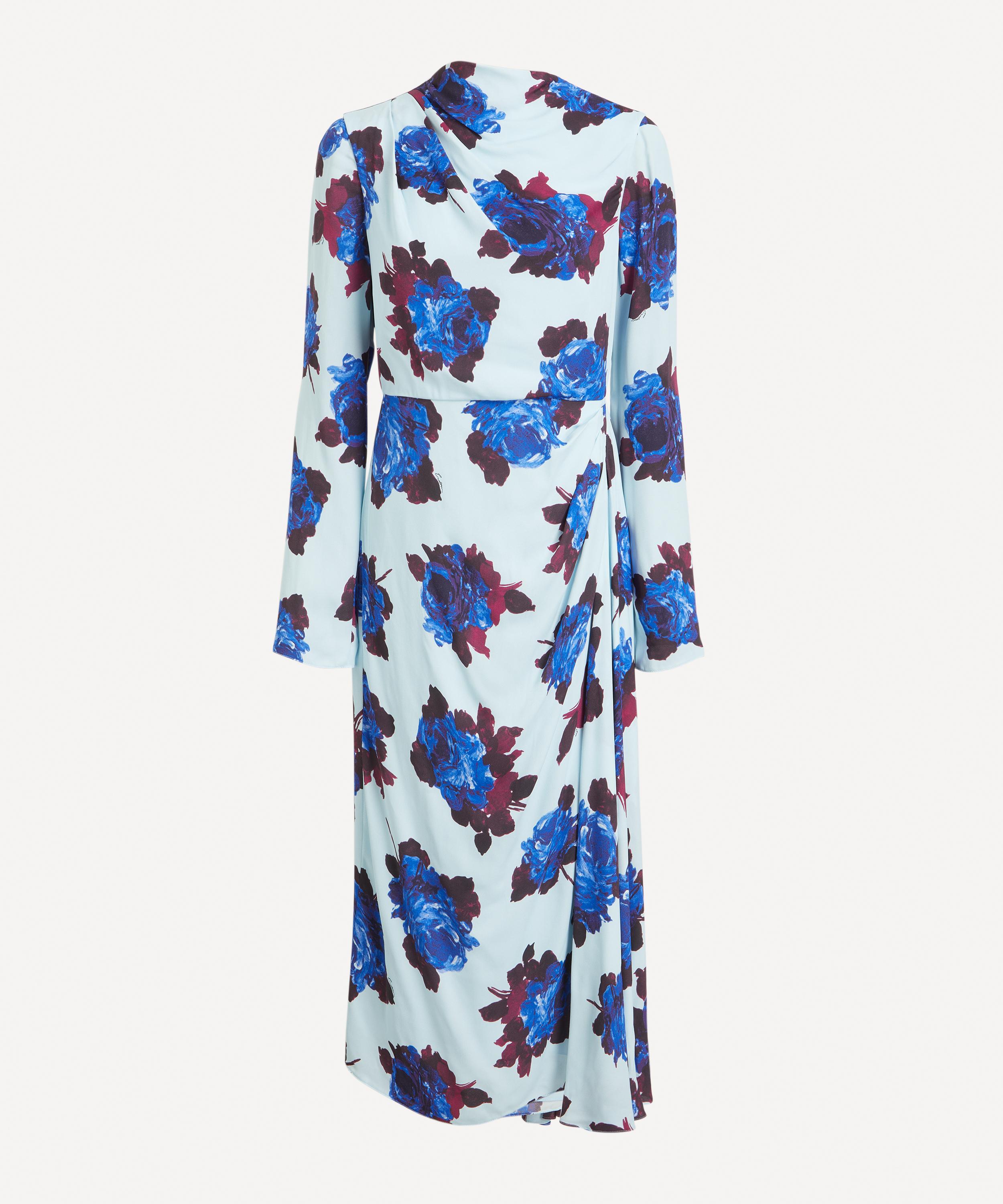 ERDEM ERDEM WOMEN'S LONG SLEEVE DRAPED ROSSINI ROSE MIDI DRESS 