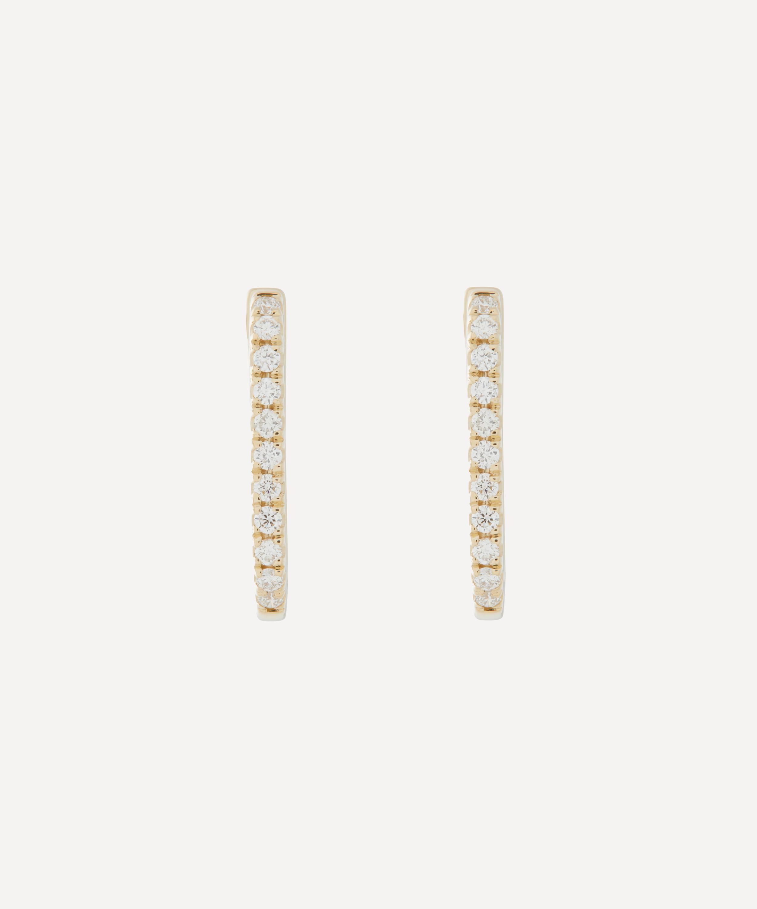 Roxanne First 14ct Gold Skinny Diamond Oval Hoop Earrings In Multi