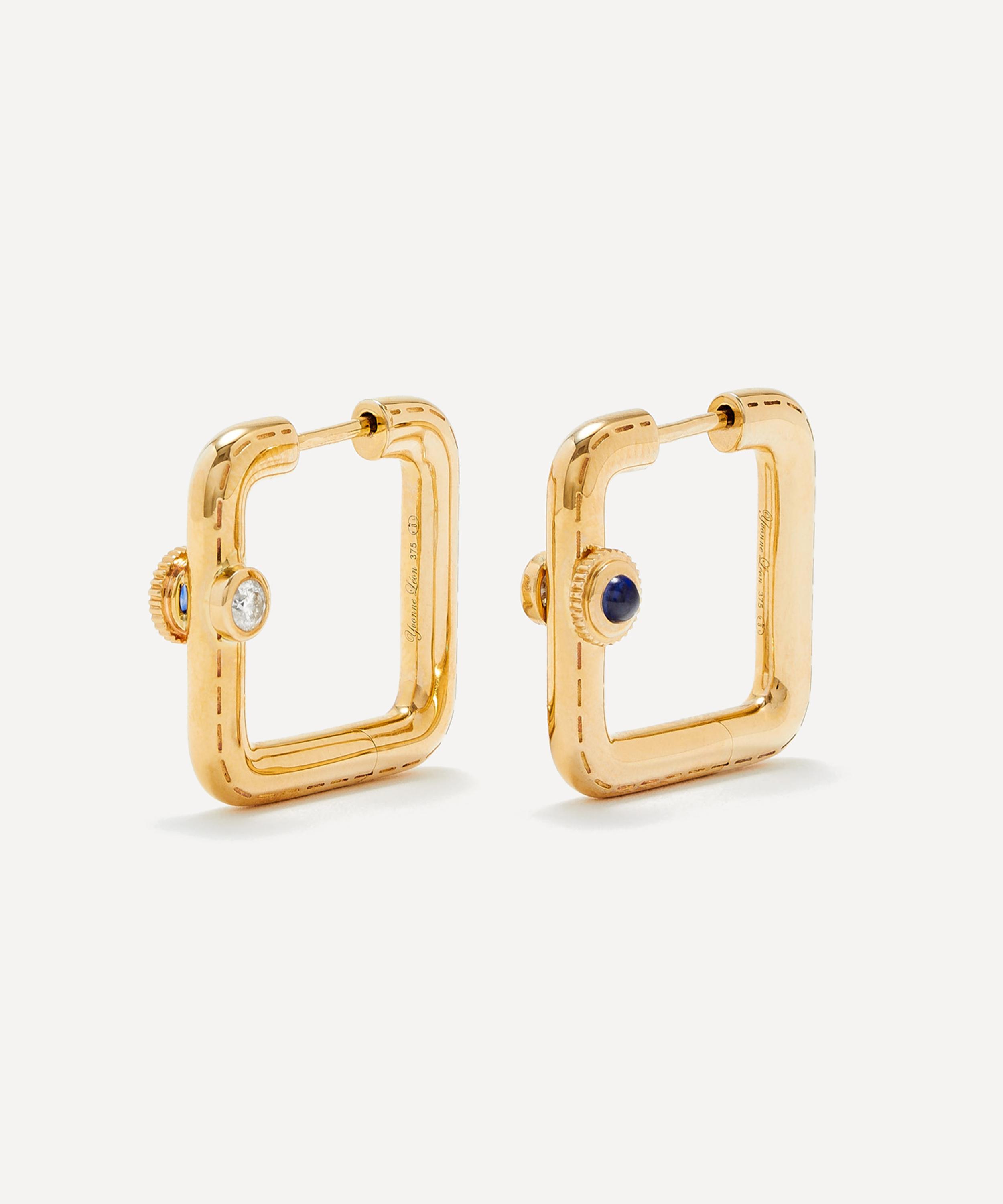 Yvonne Léon Yvonne Leon 9ct Gold Blue Sapphire Hoop Earrings