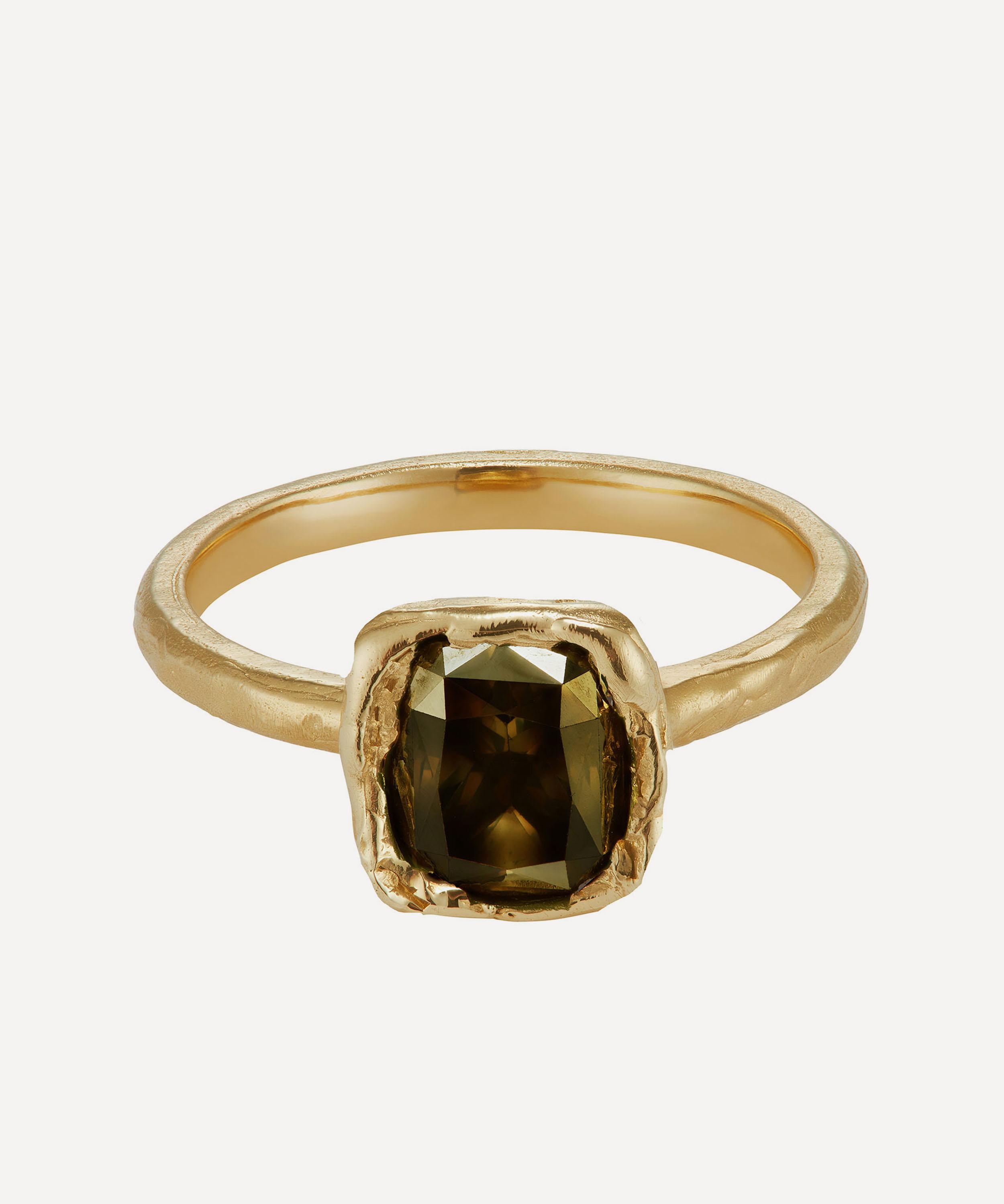 Ellis Mhairi Cameron 14ct Gold Soft Green Diamond Engagement Ring