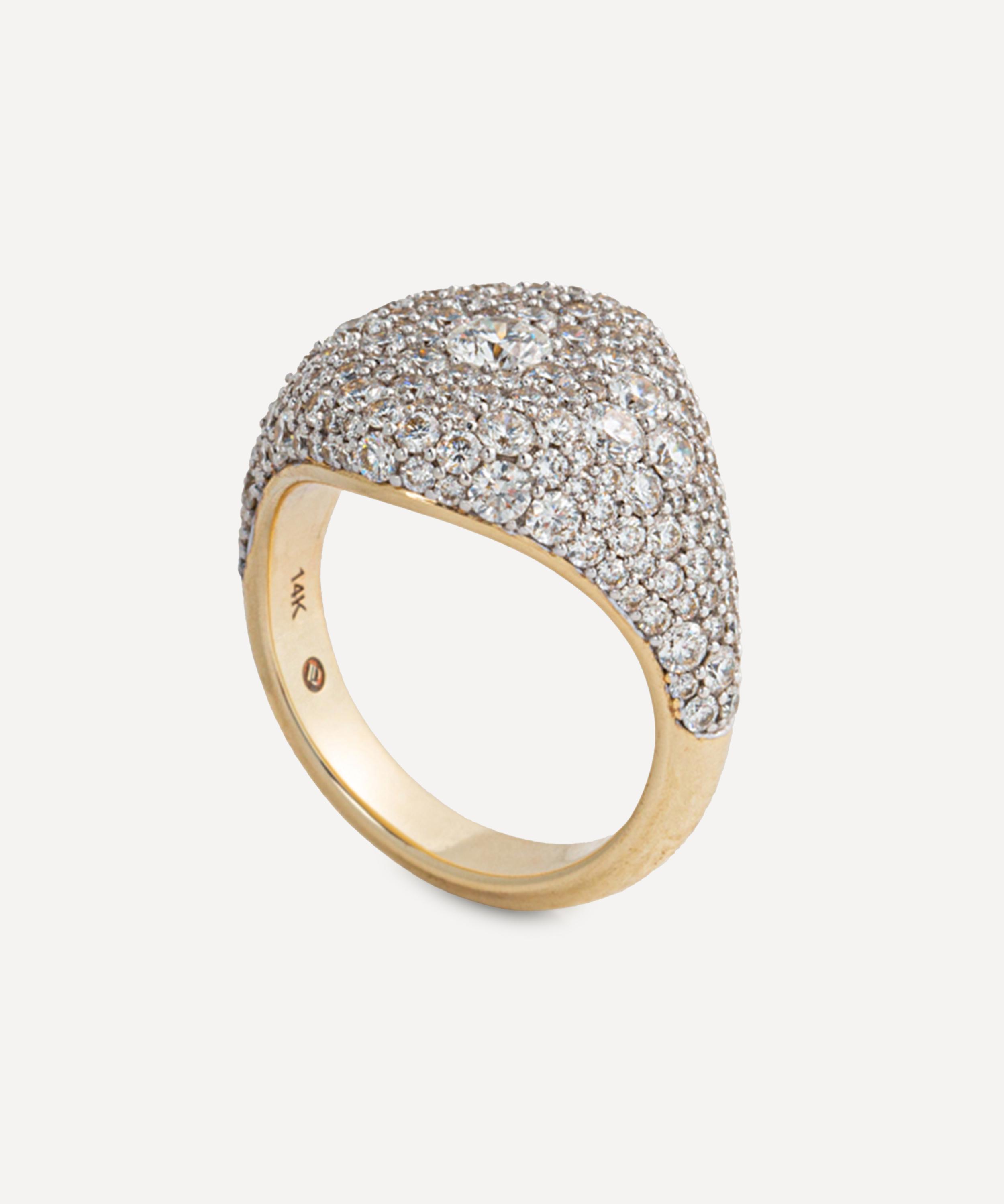Lucy Delius 14ct Gold Signature Pave Signet Ring