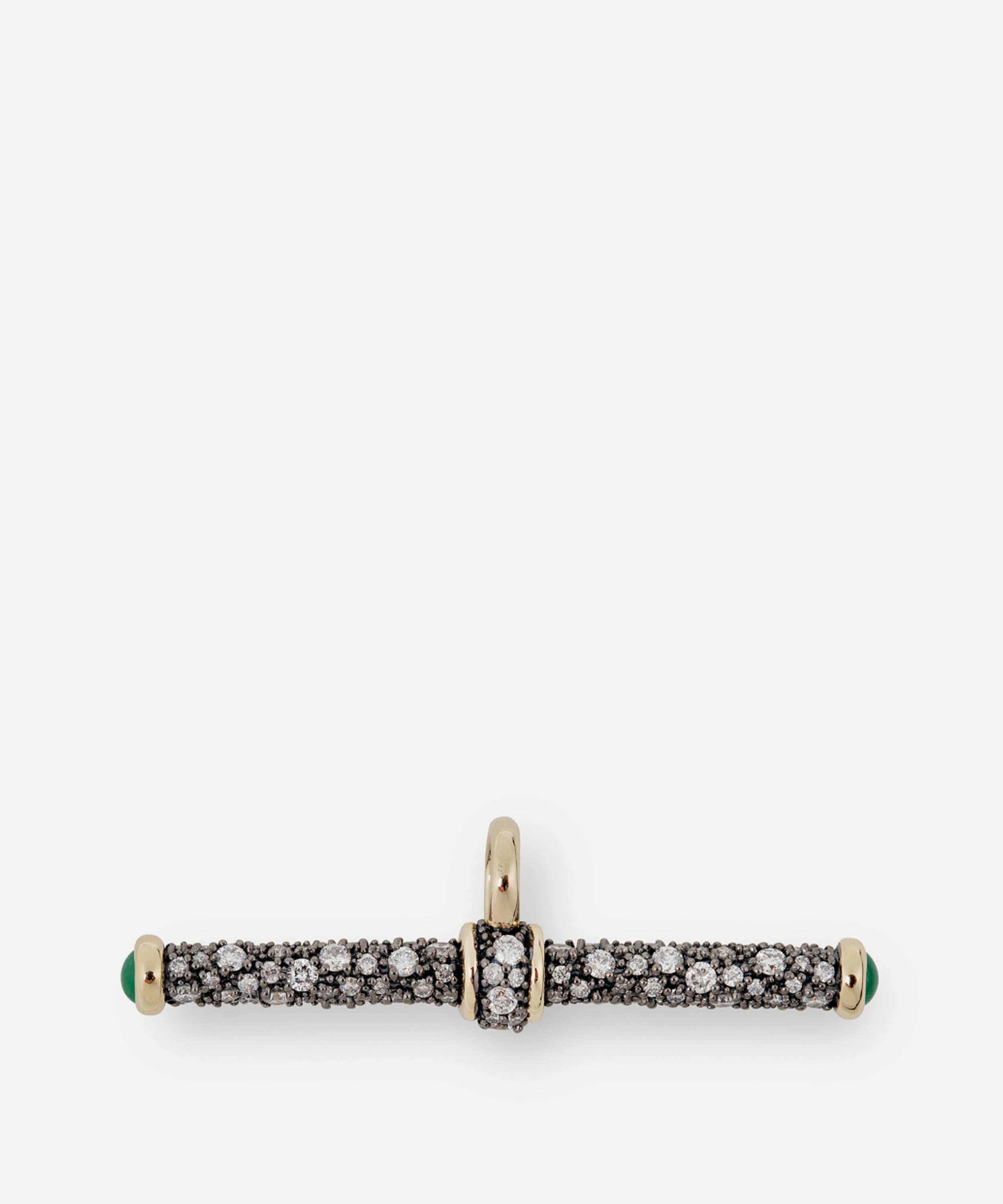 Lucy Delius Jewellery 14ct Gold Diamond T-bar Pendant