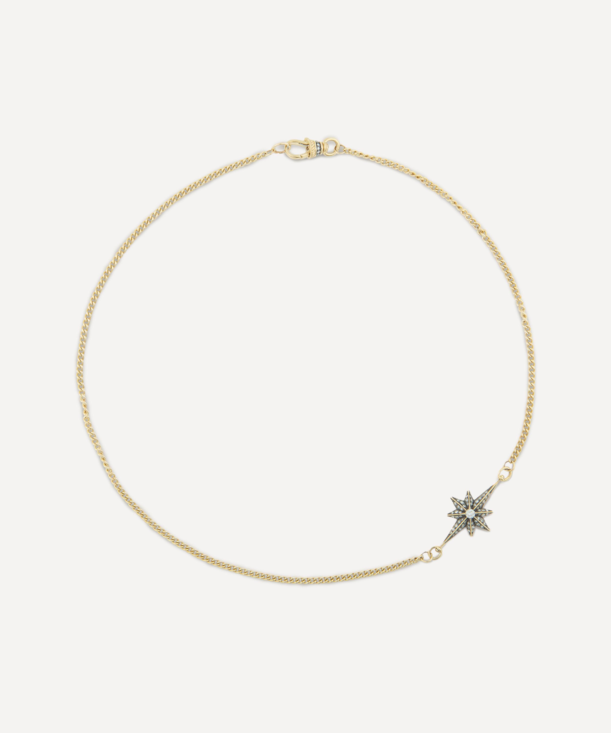 Lucy Delius Jewellery 14ct Gold Victorian Star East West Mini Diamond Pendant Necklace