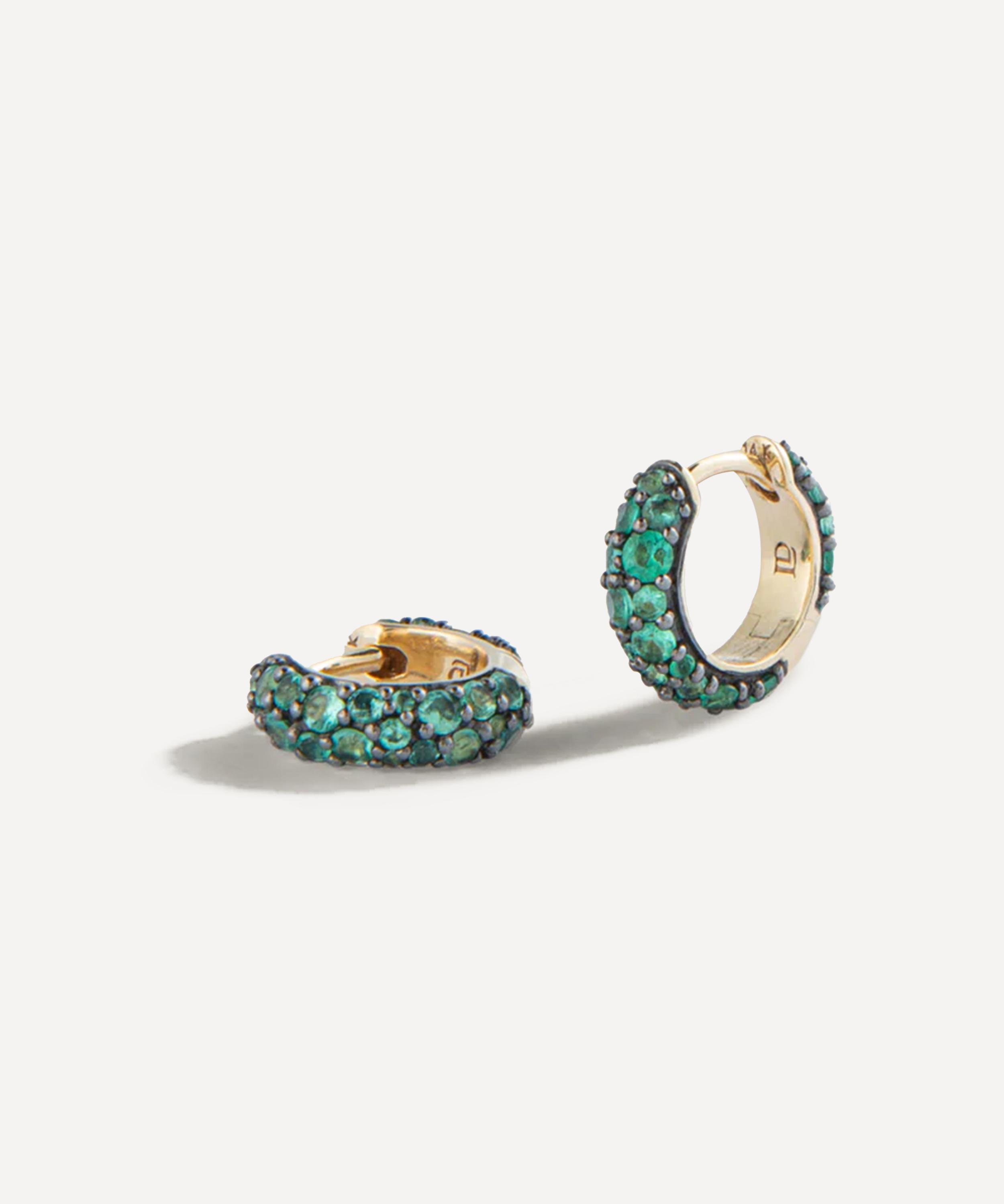 Lucy Delius Jewellery 14ct Gold Baby Chubby Love Hoop Earrings In Green