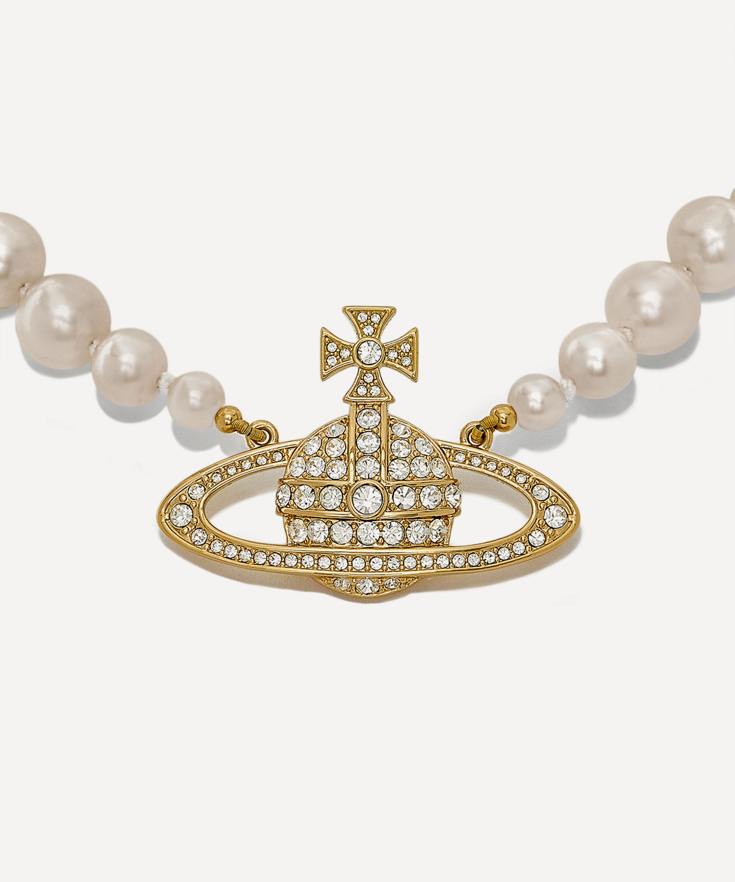 Vivienne Westwood Gold-tone One Row Pearl Bas Relief Choker Necklace