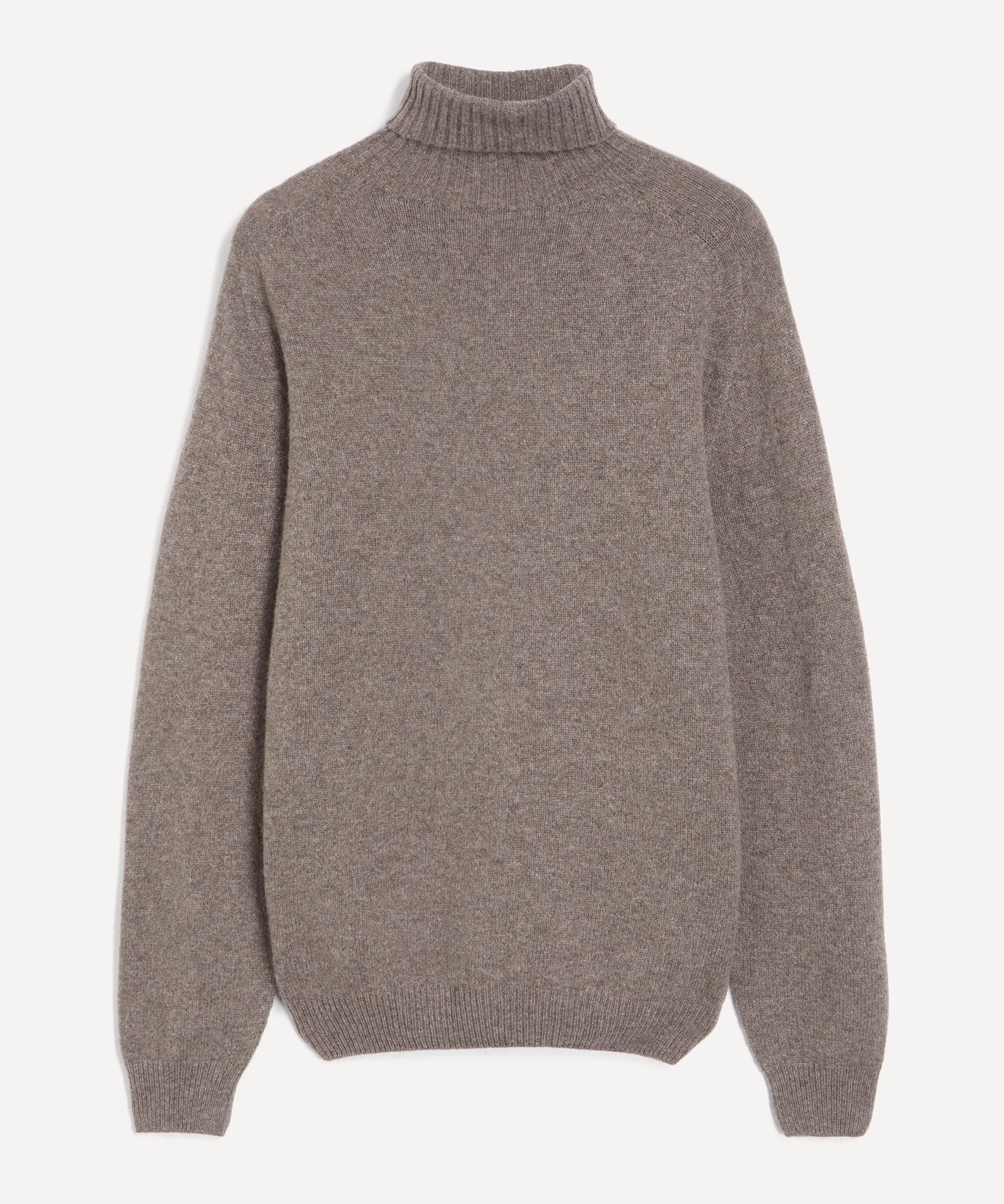Sunspel Mens Lambswool Roll Neck Jumper In Gray