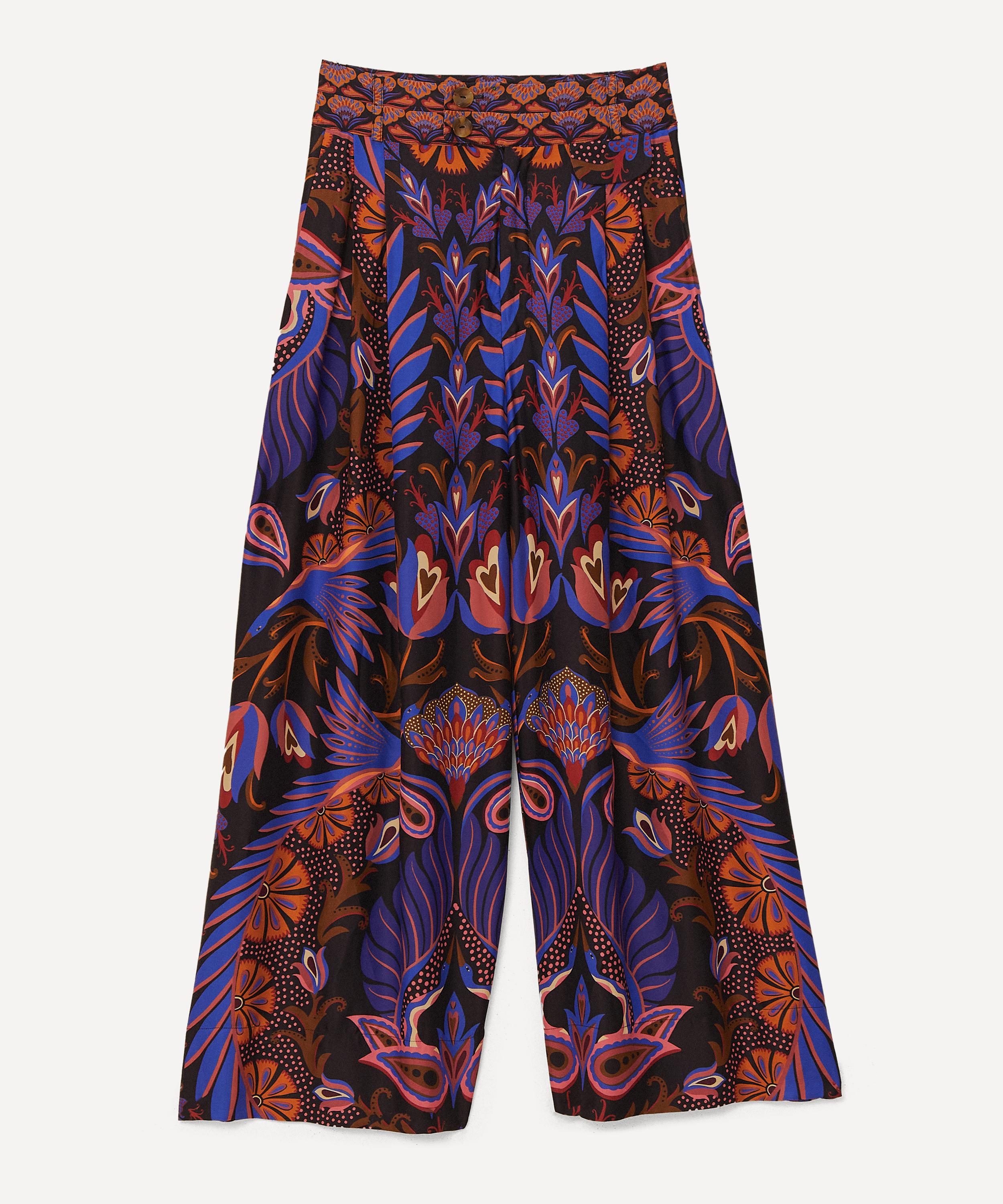 Farm Rio Black Heart Forest Lenzing Ecovero Viscose Wide Pants In Multi