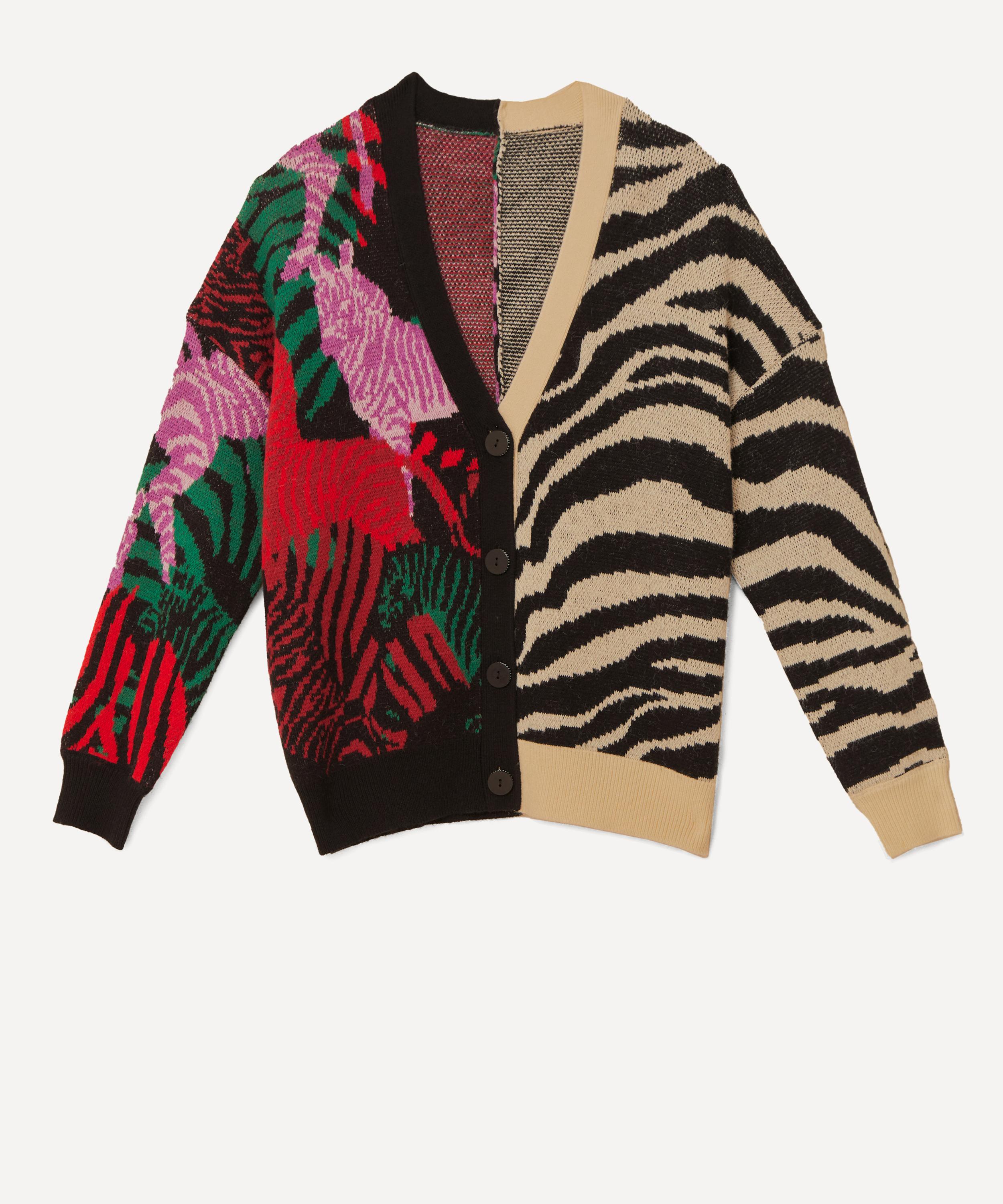 Farm Rio Zebra-intarsia Knitted Cardigan In Multi