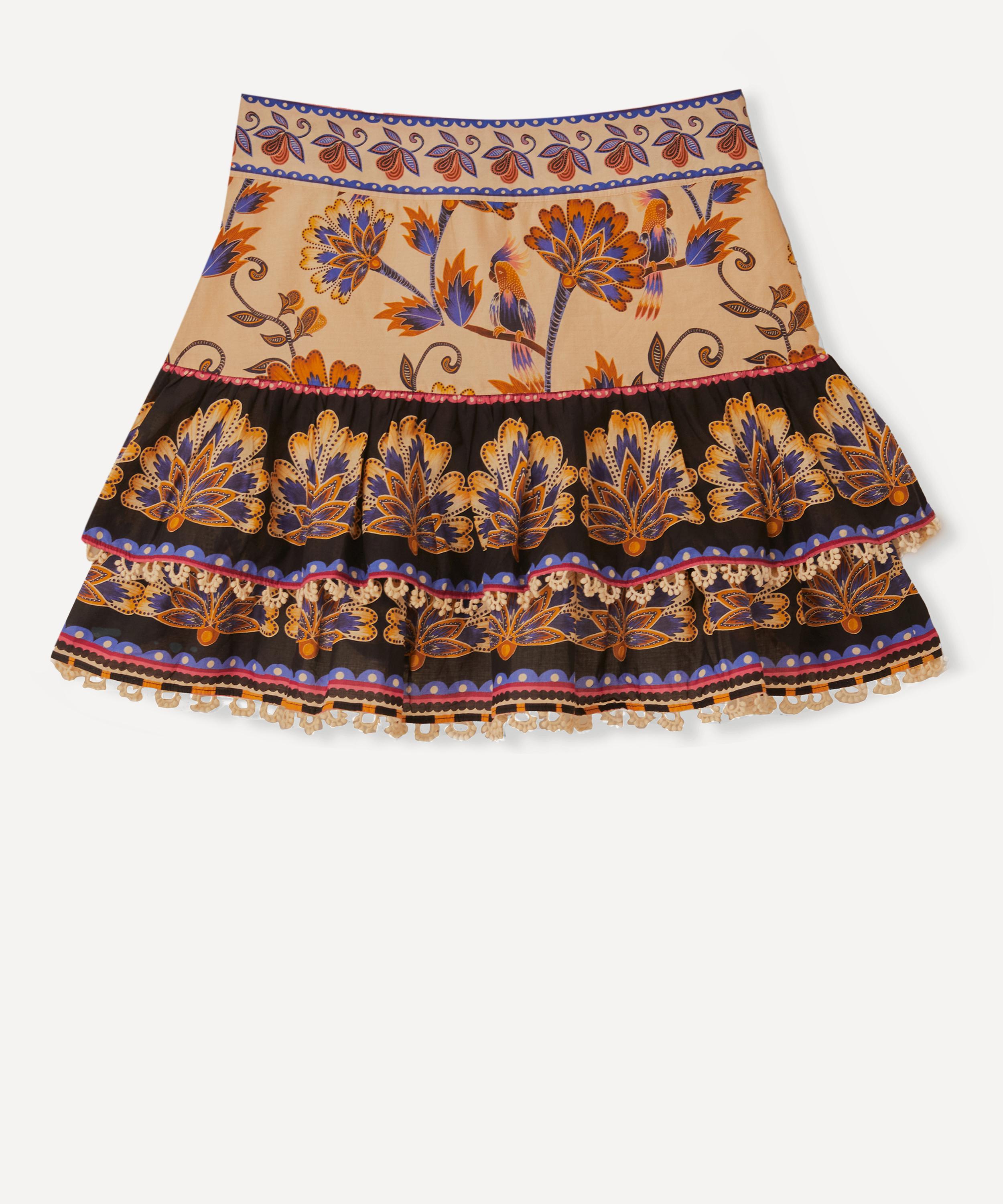 FARM RIO FARM RIO WOMEN'S CREAM AINIKA MAXI FLORAL MINI SKIRT 