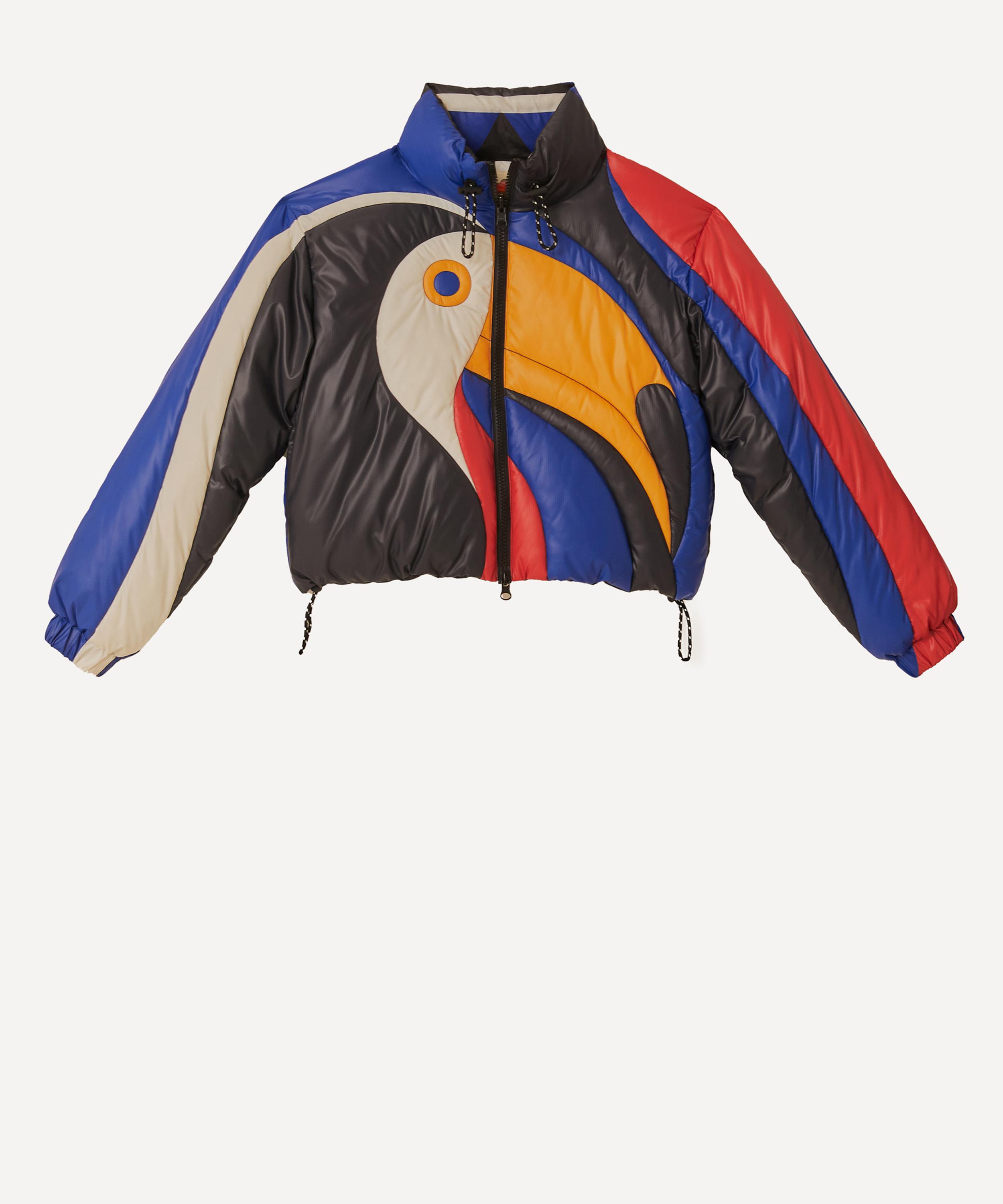 Farm Rio Women's Multicolor Amanda Stripes Toucan Reversible Puffer Jacket In Multi