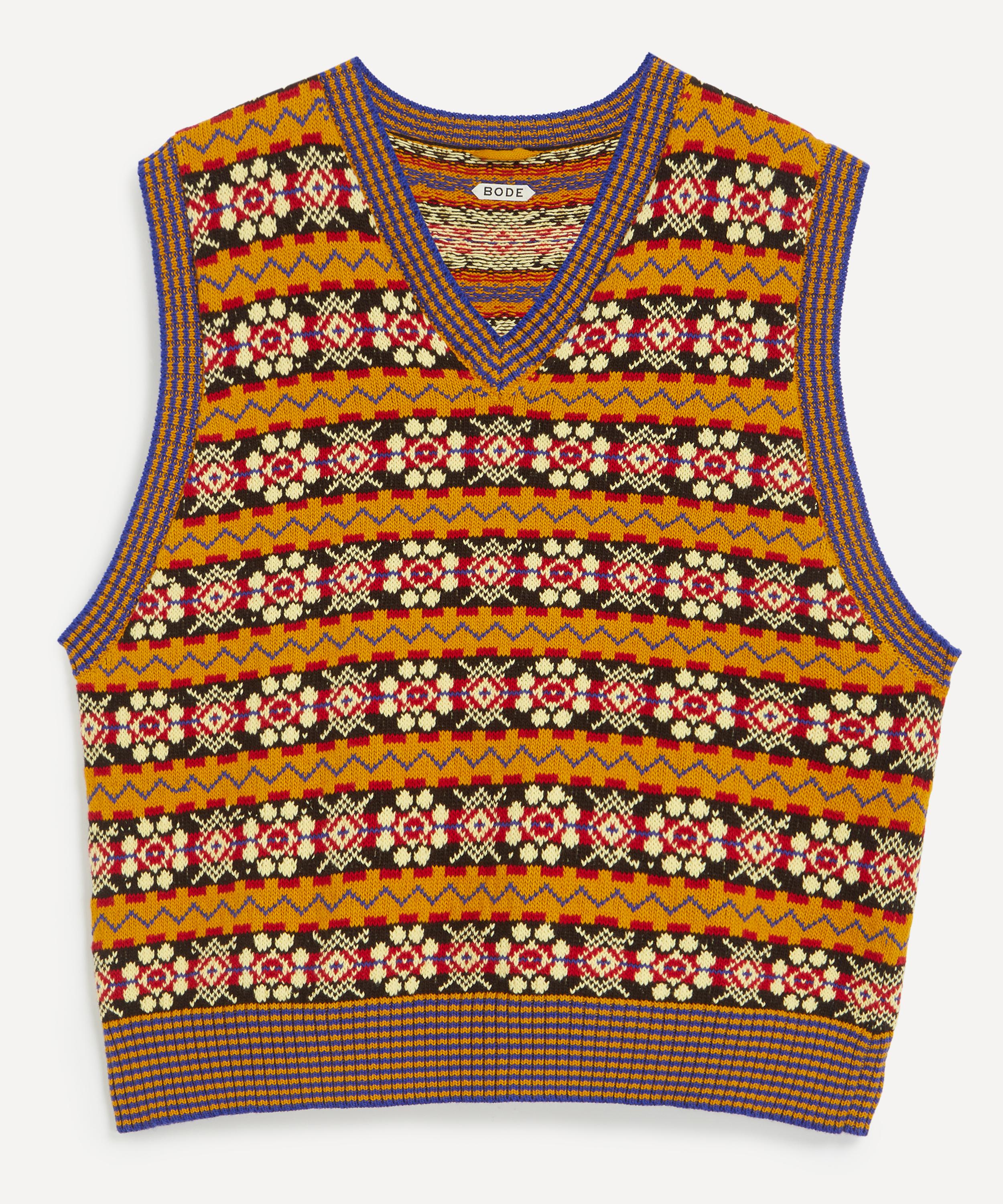 Bode Mens Braken Fair Isle Cotton-knit Vest