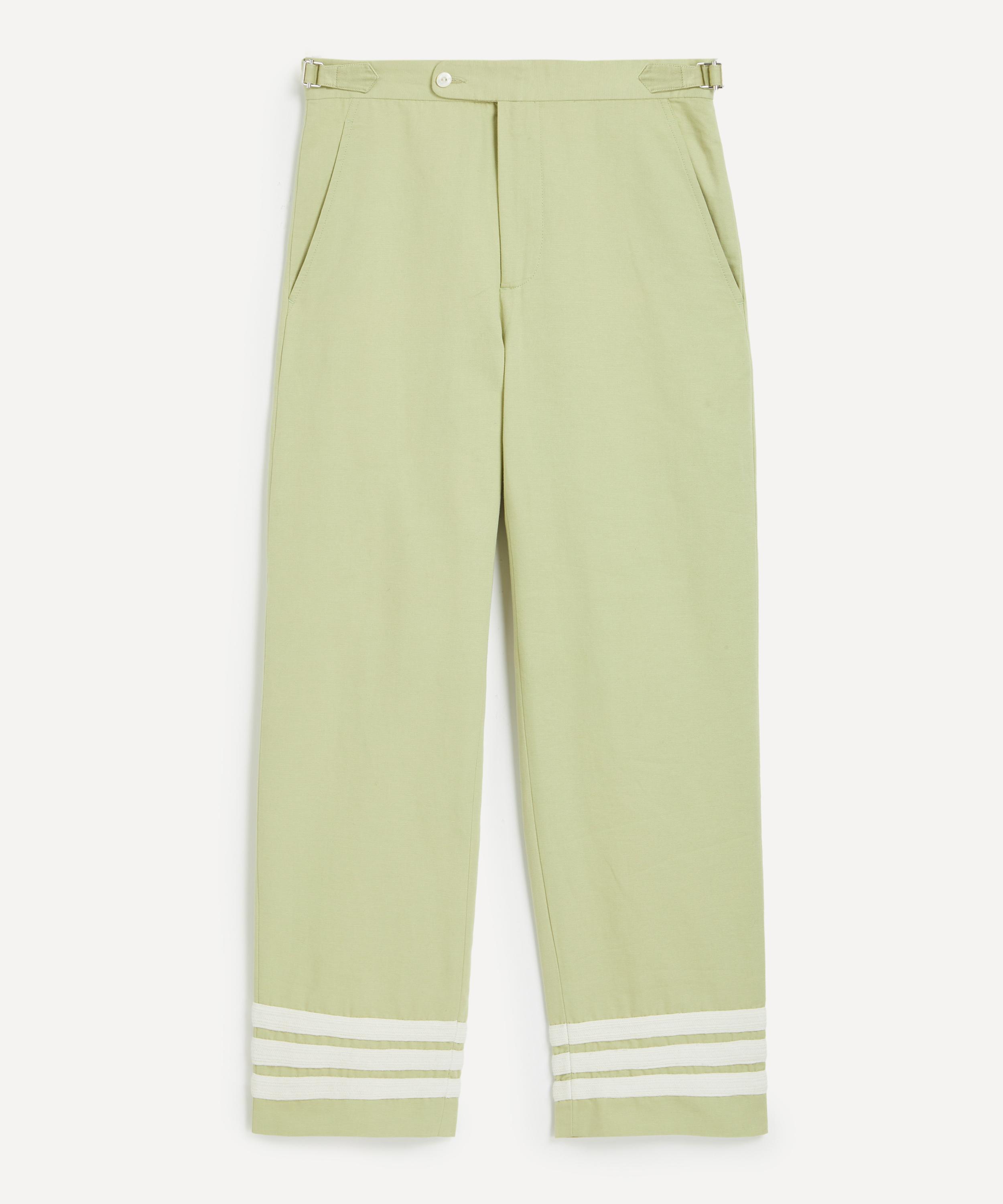 Bode Mens Green-cream Tri-stripe Trousers