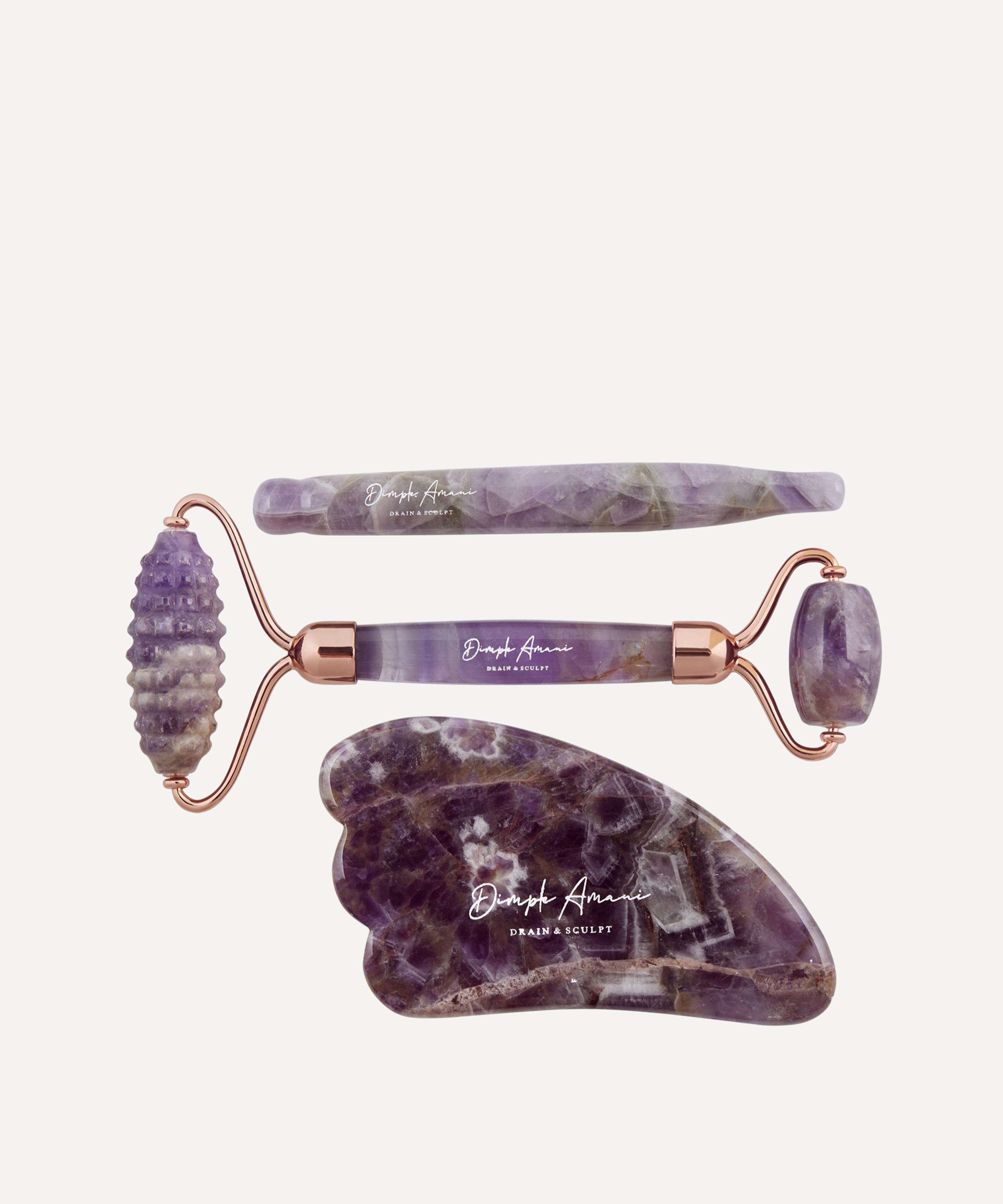 Dimple Amani Amethyst Violet Guasha And Roller Set With Reflex Pen