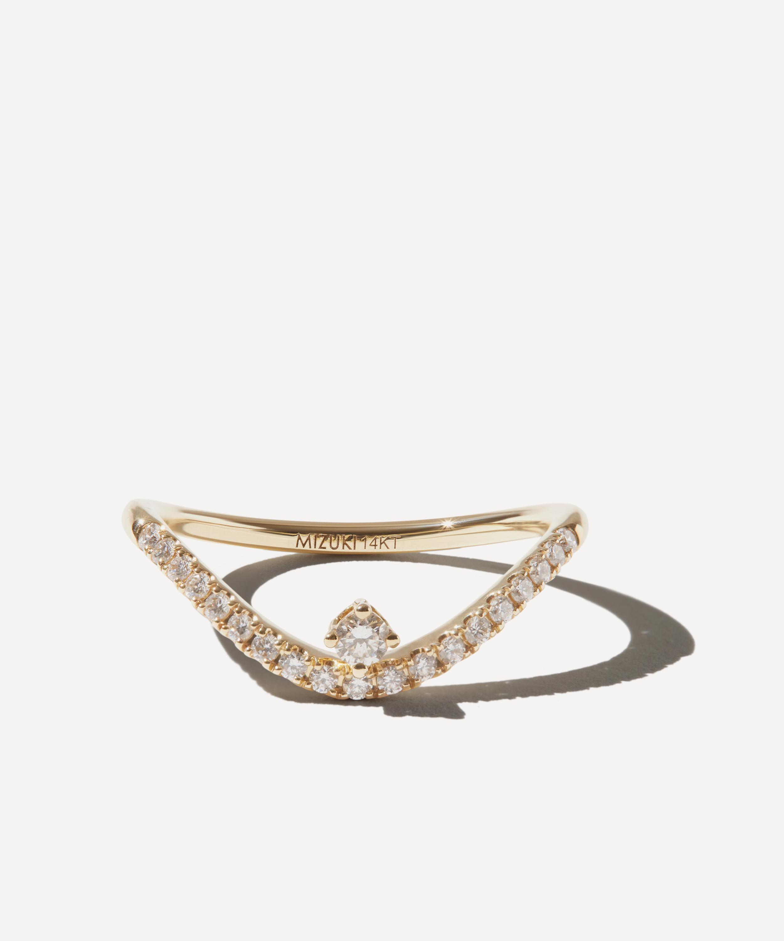 Mizuki 14ct Gold Diamond Curve Ring