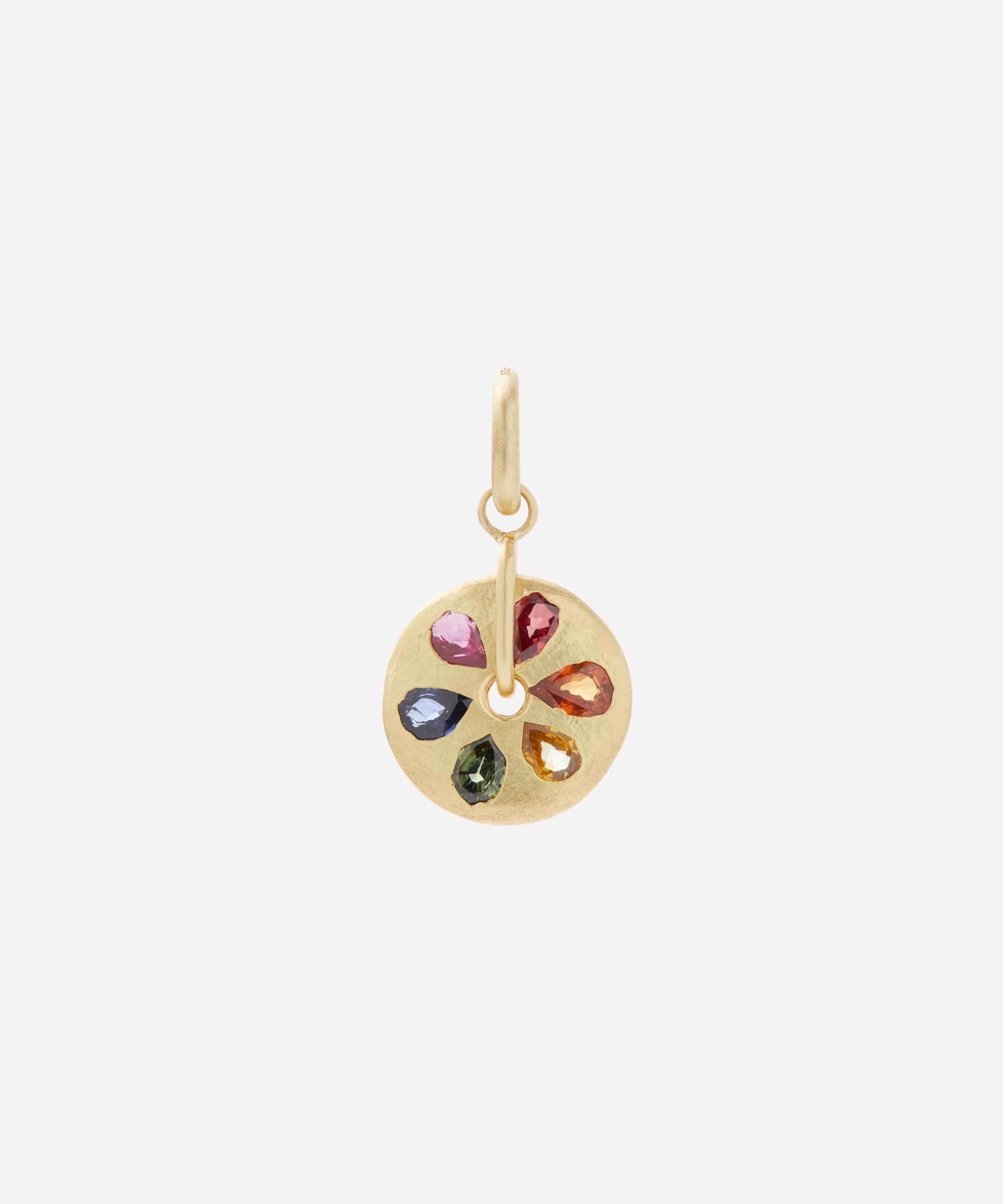 Polly Wales 18ct Gold Rainbow Sand Dollar Spinner Charm