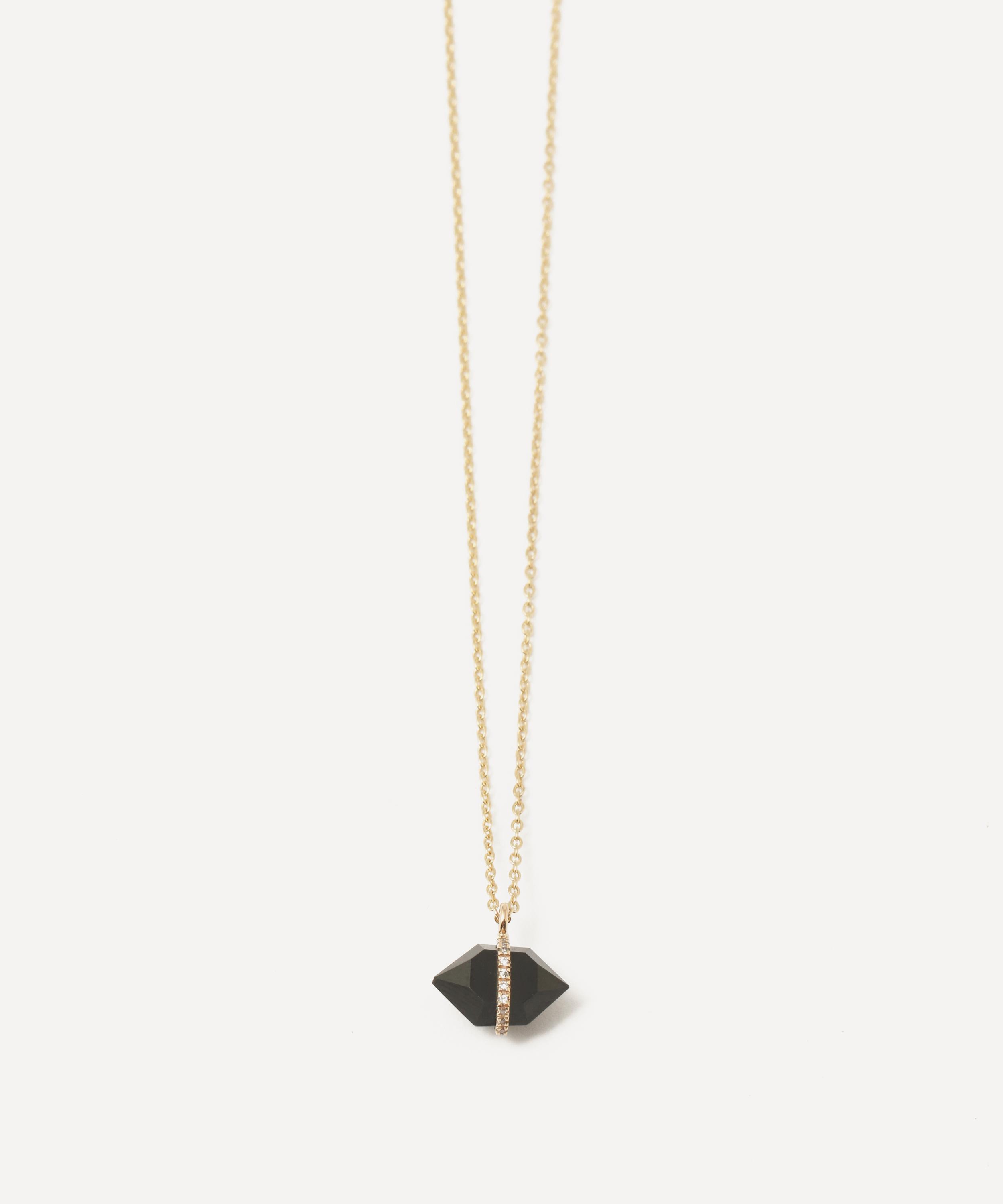 Melissa Joy Manning 14ct Gold Large Herkimer Black Onyx Pendant Necklace