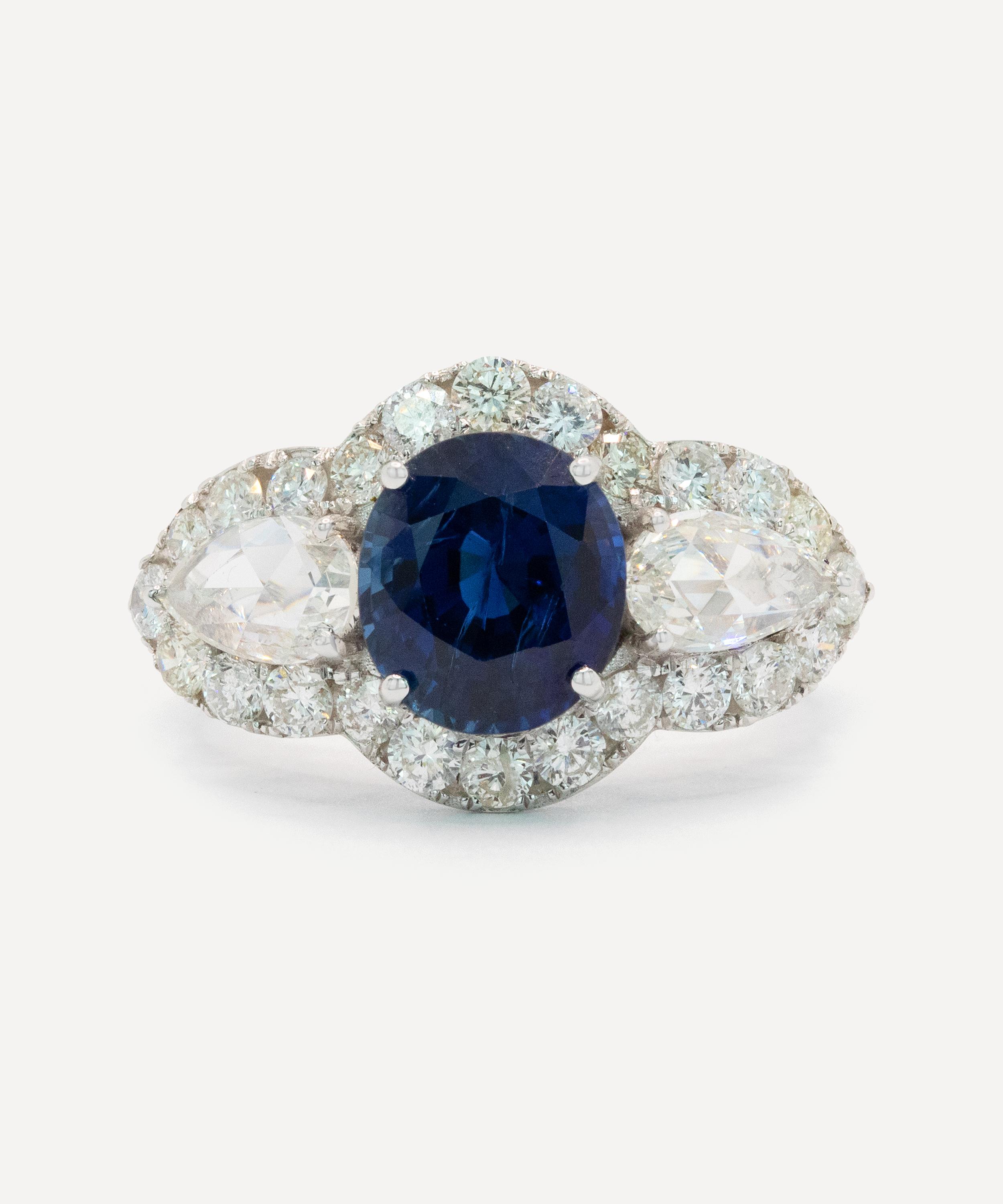 Kojis 18ct White God Sapphire And Rose Cut Diamond Ring