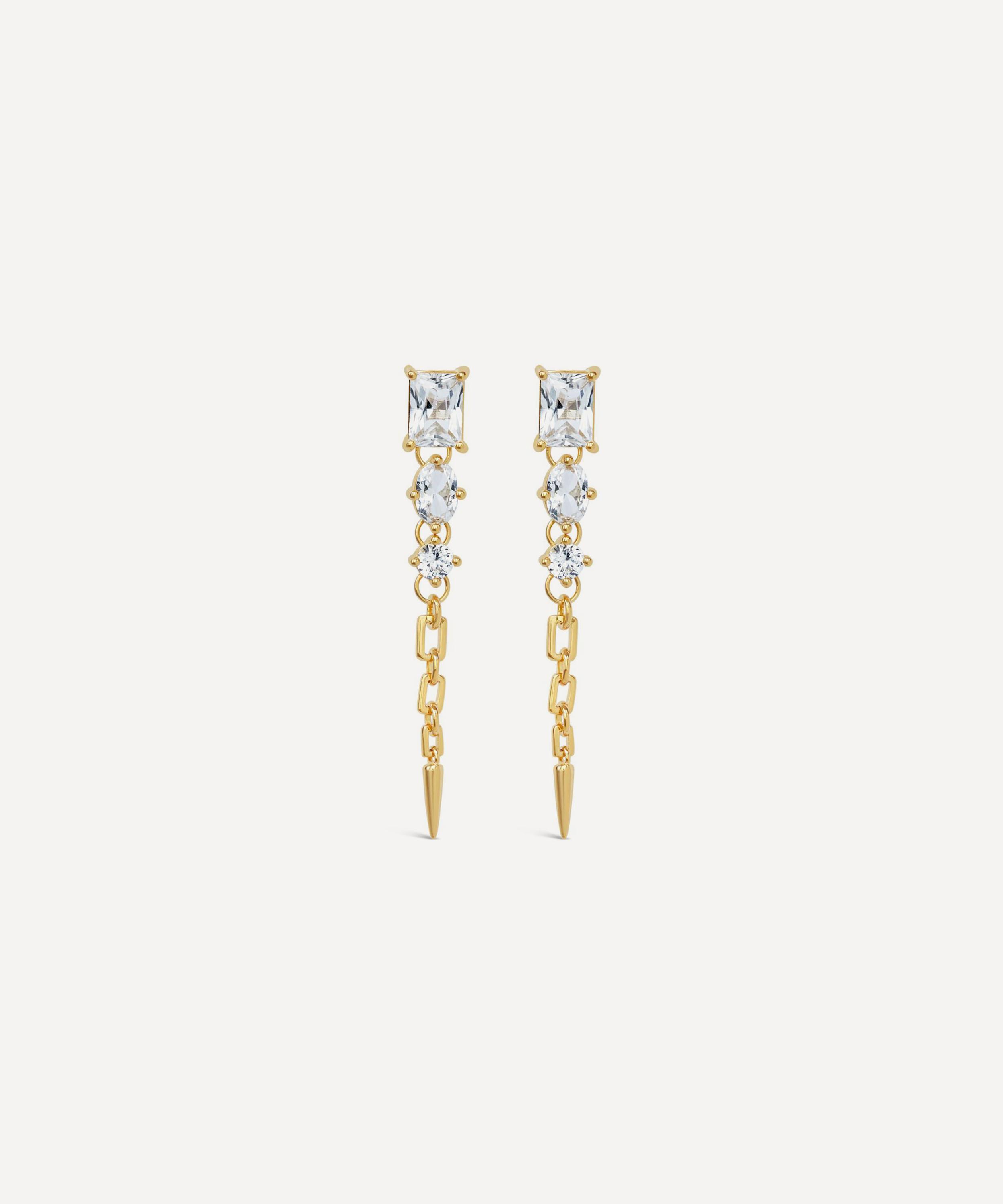 Dinny Hall 22ct Gold-plated Vermeil Silver Gem-set Column Drop Earrings