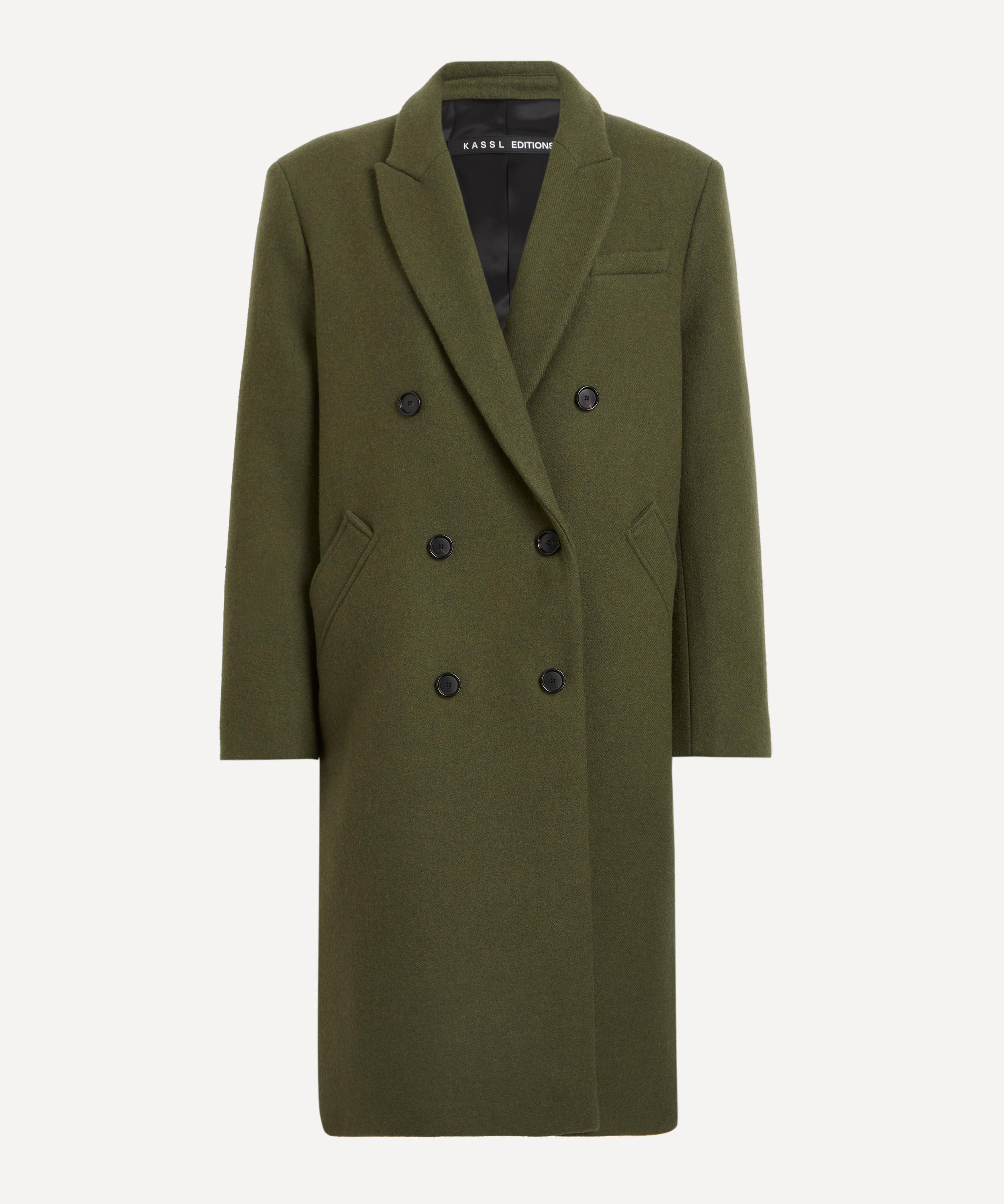 KASSL EDITIONS KASSL EDITIONS WOMEN'S DOUBLE-BREASTED LONG WOOL COAT 