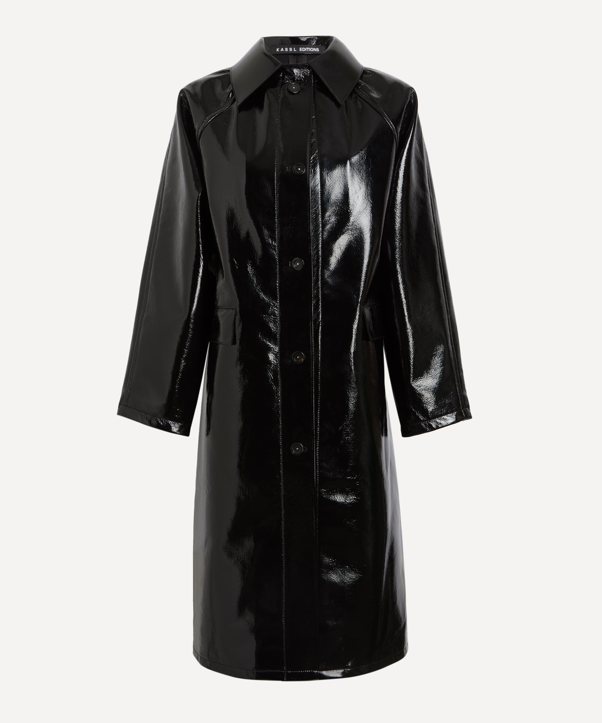 KASSL EDITIONS KASSL EDITIONS WOMEN'S ORIGINAL HIP LACQUER WOOL BLACK COAT 