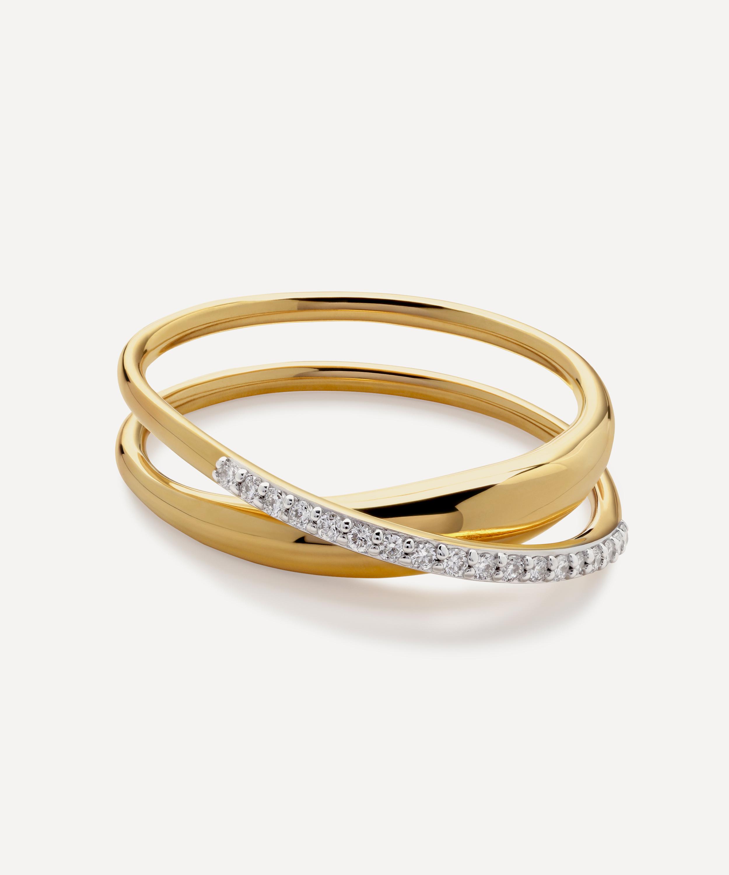 Monica Vinader 18ct Gold-plated Vermeil Silver Diamond Nura Wrap Ring