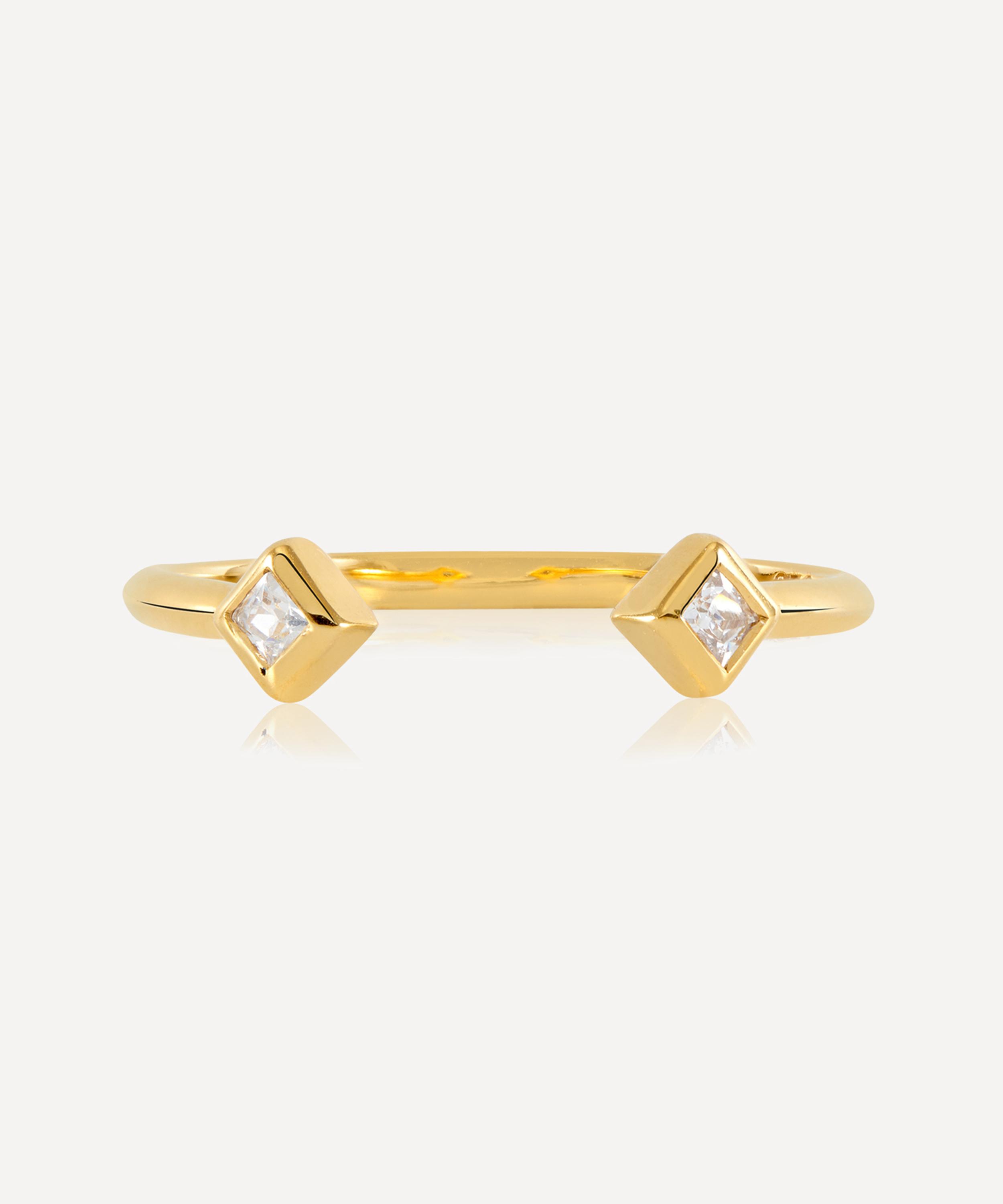 Rachel Jackson 22ct Gold-plated Adjustable White Topaz Deco Ring