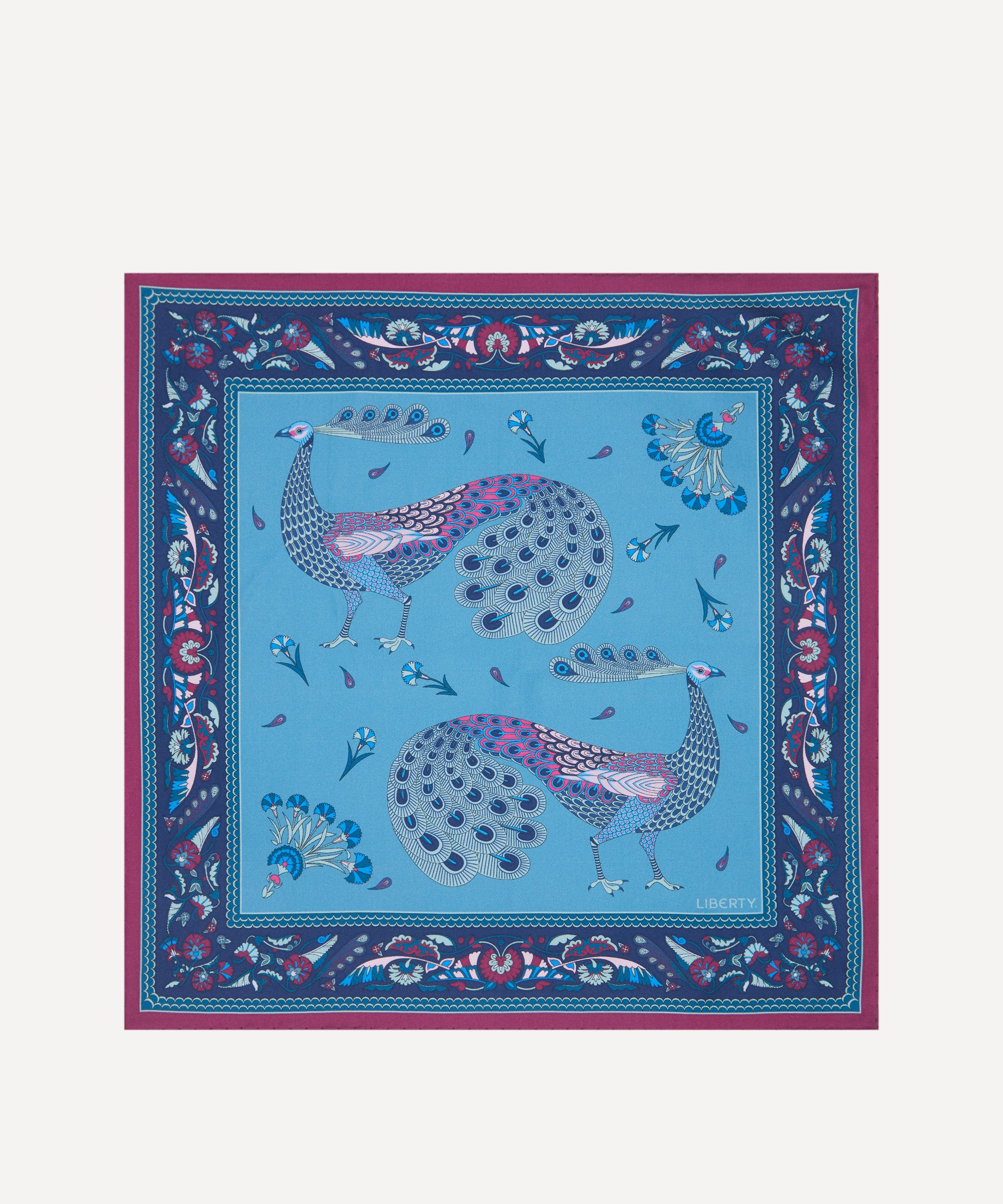 Liberty Women's Peacock Parade 45X45 Silk Scarf Purple