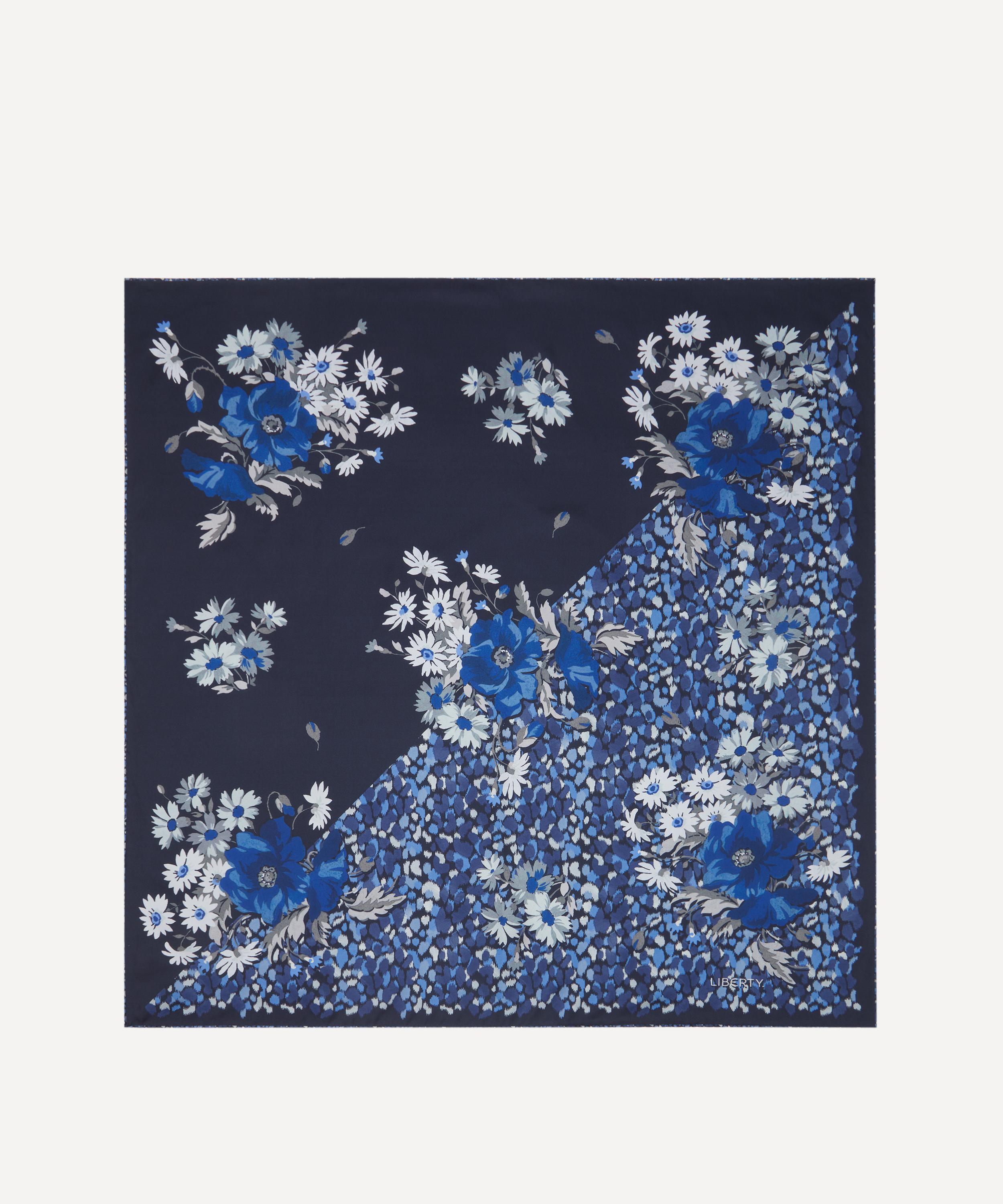 Liberty Women's Abelia 90X90 Silk Scarf Navy Mother's Day Gift Present For Her