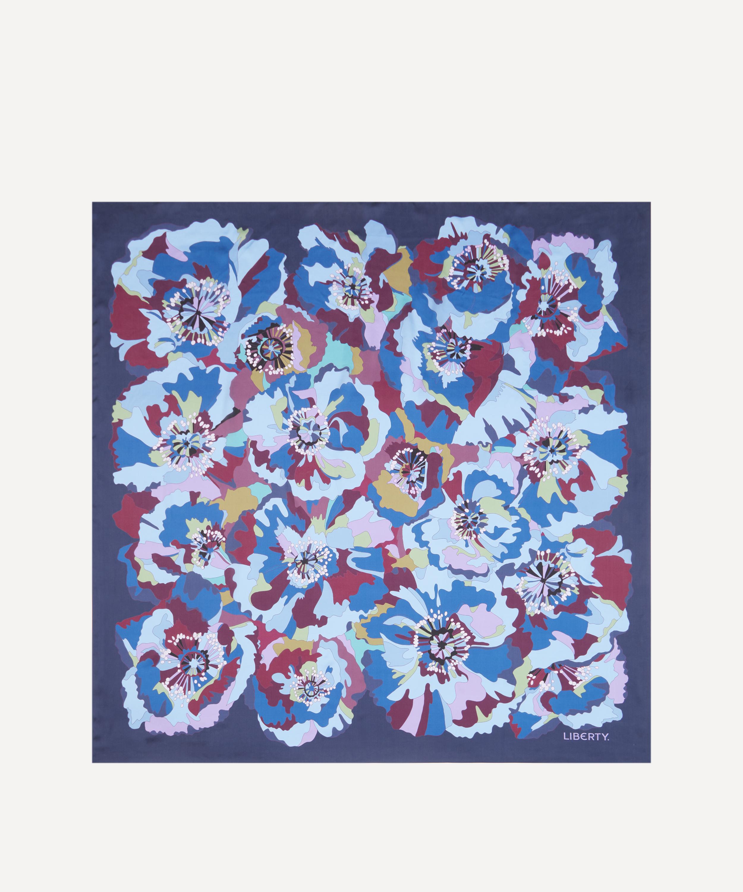 Liberty Women's Peony Parade 140X140 Silk Scarf Navy