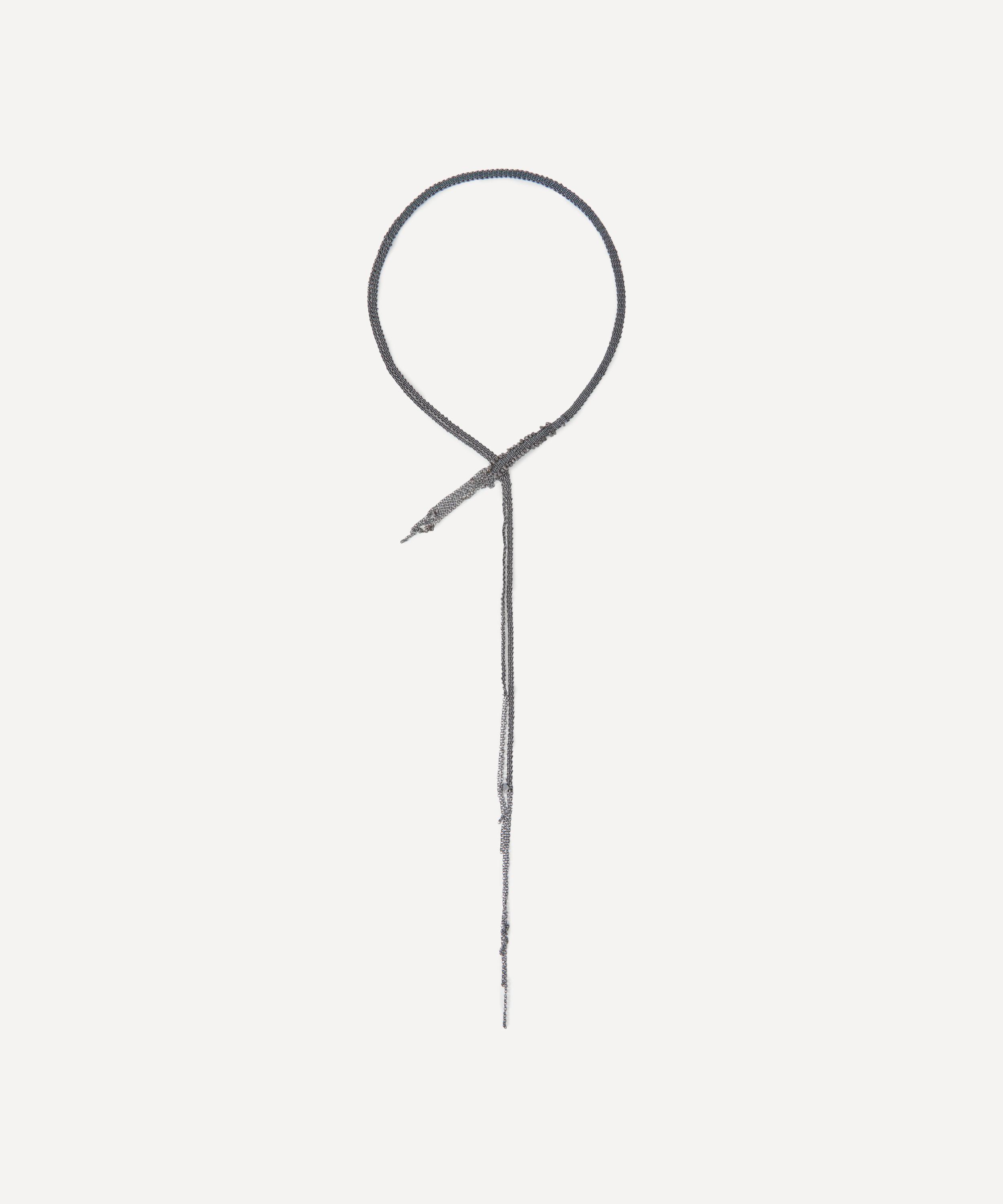 Stephanie Schneider Oxidised Silver Shawl Chain Necklace In Animal Print