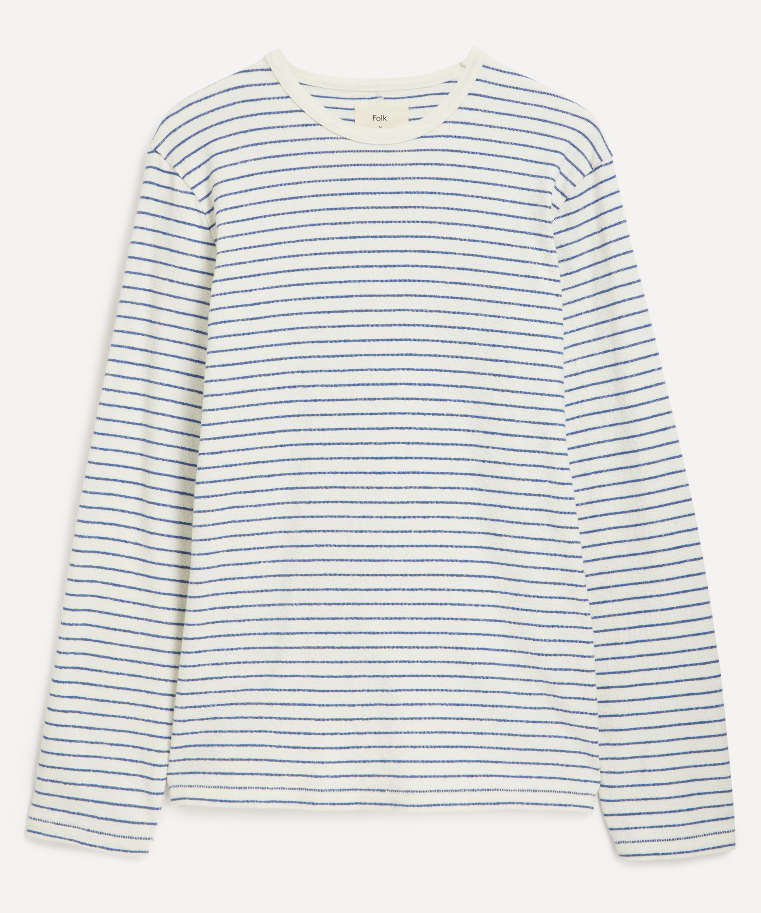 Folk Mens Long Sleeve Textured Stripe T-shirt