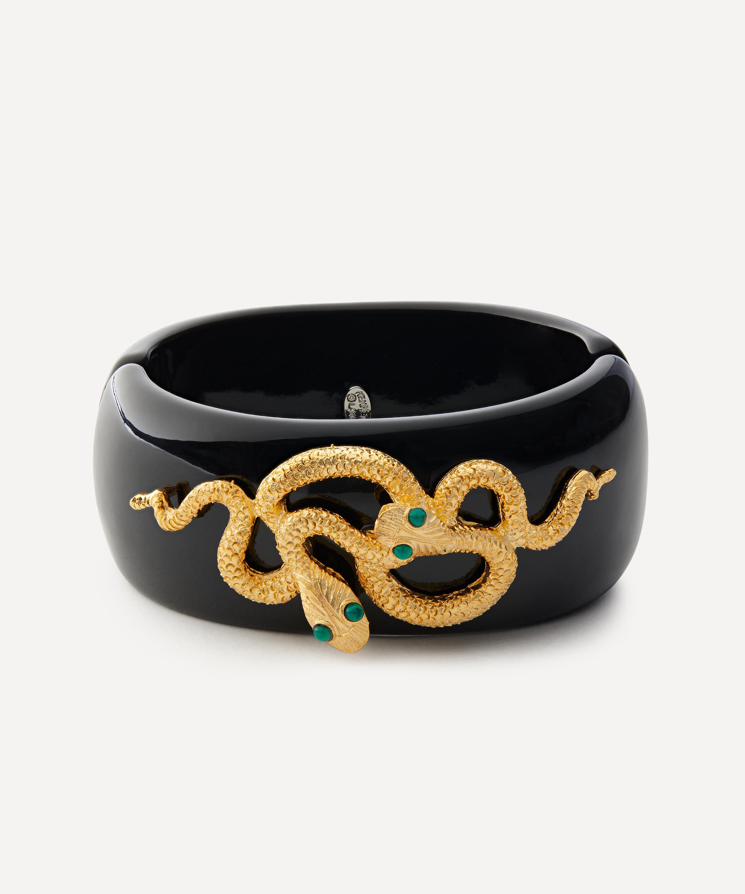 Kenneth Jay Lane Black Resin Snake Cuff Bracelet