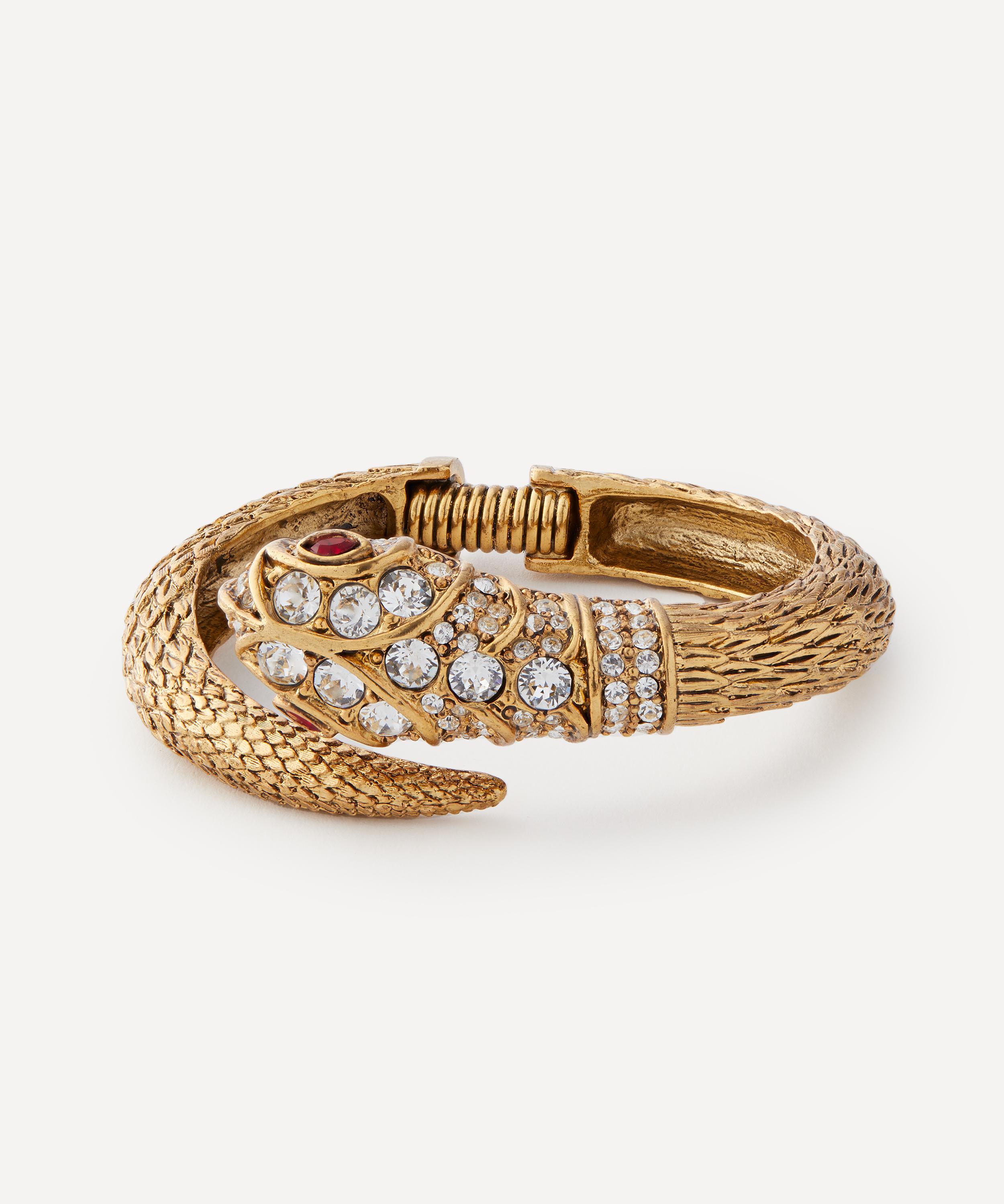 Kenneth Jay Lane Gold-plated Crystal Snake Hinged Bracelet