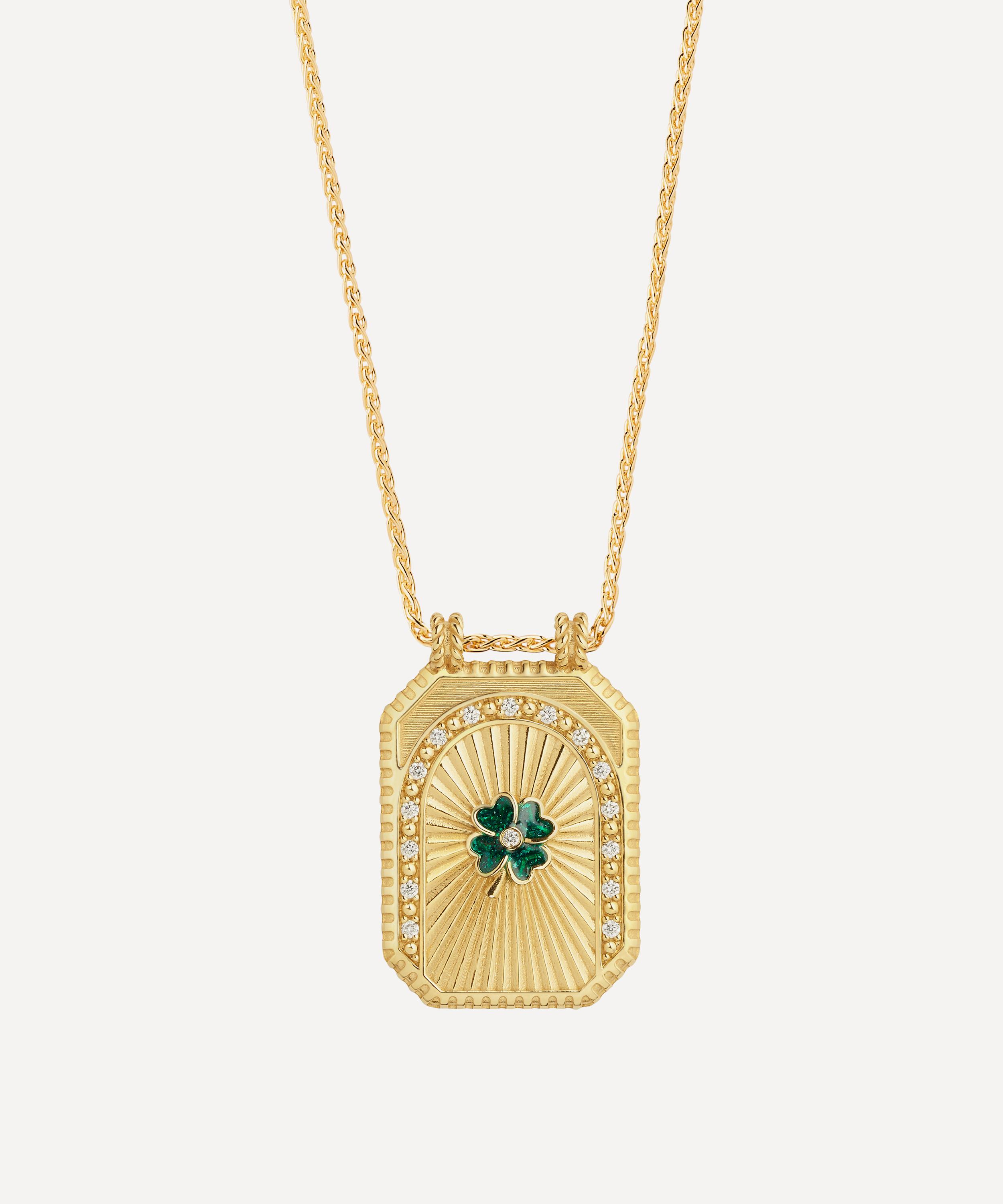 Shop Marie Lichtenberg 18ct Gold Clover Scapular Pendant Necklace