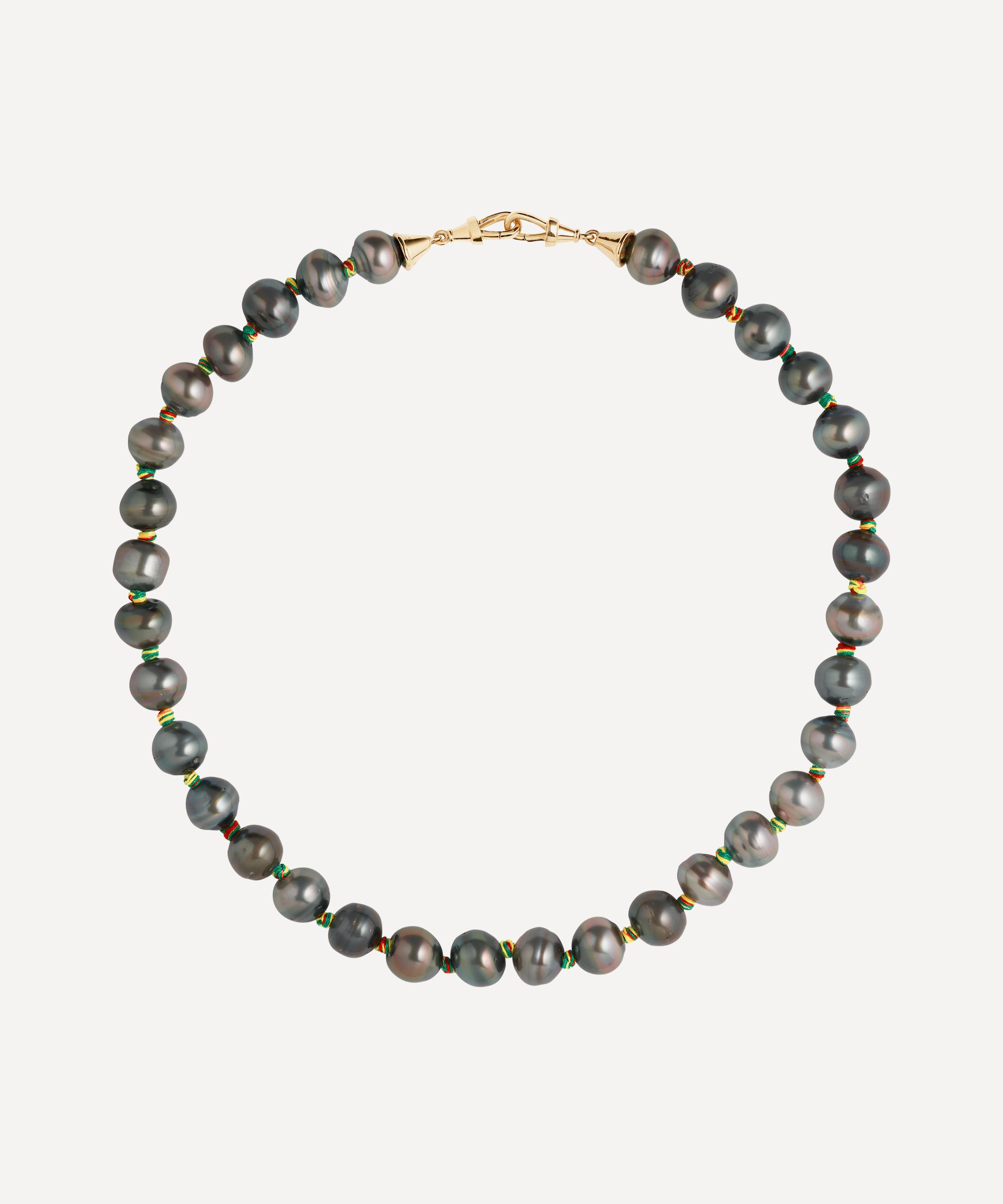 MARIE LICHTENBERG MARIE LICHTENBERG 18CT GOLD BLACK KESHI PEARL MAULI LINK NECKLACE 