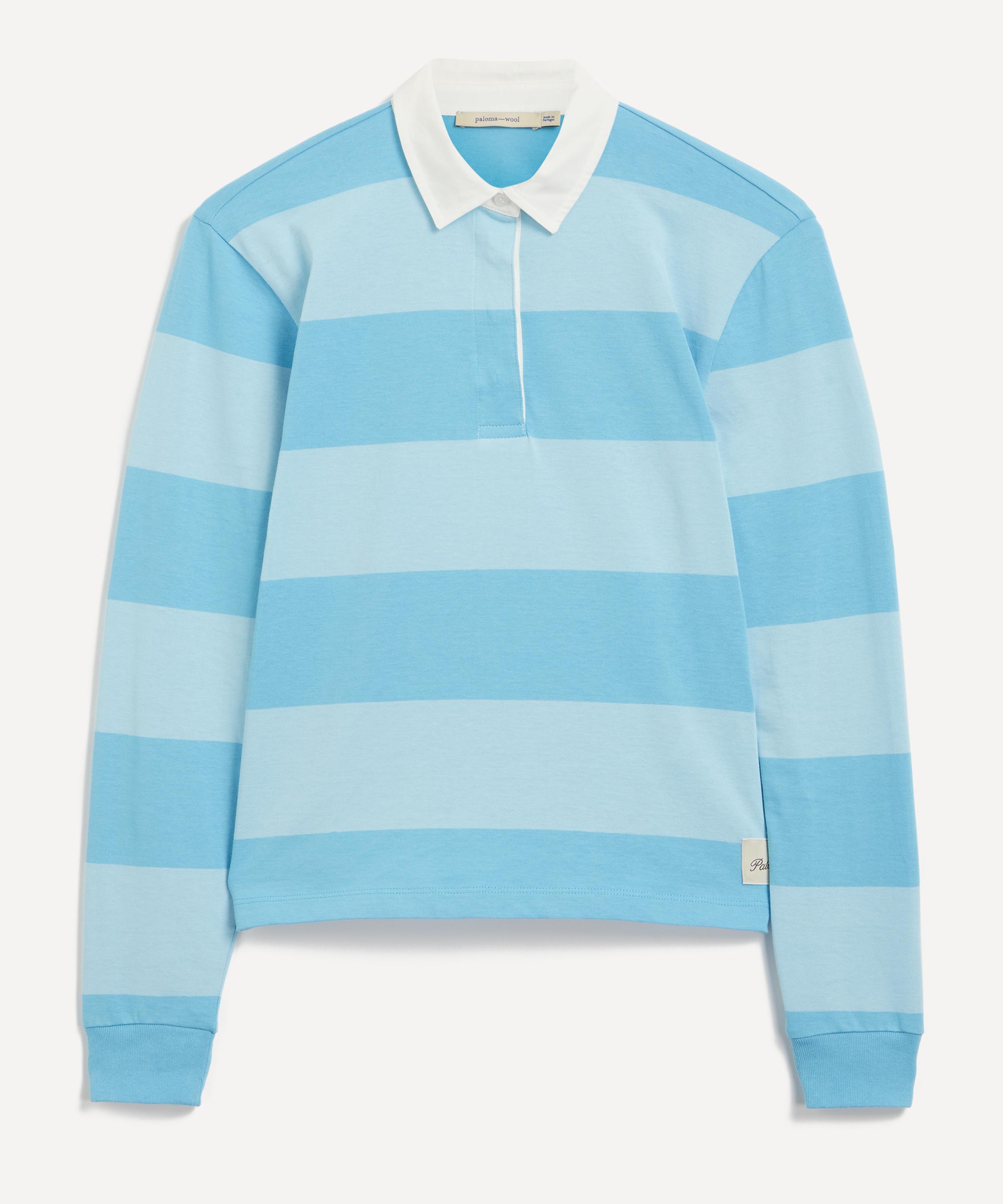 Shop Paloma Wool Women's Susu Light Blue Striped Rugby Shirt