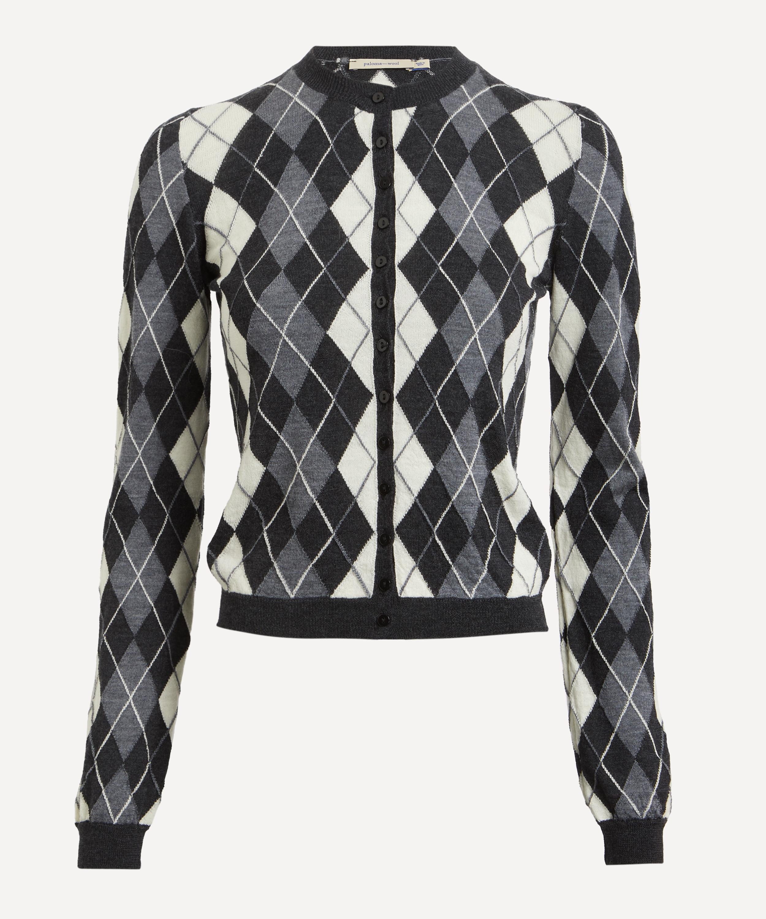 PALOMA WOOL PALOMA WOOL WOMEN'S CHENG CROPPED DIAMOND PATTERN CARDIGAN 