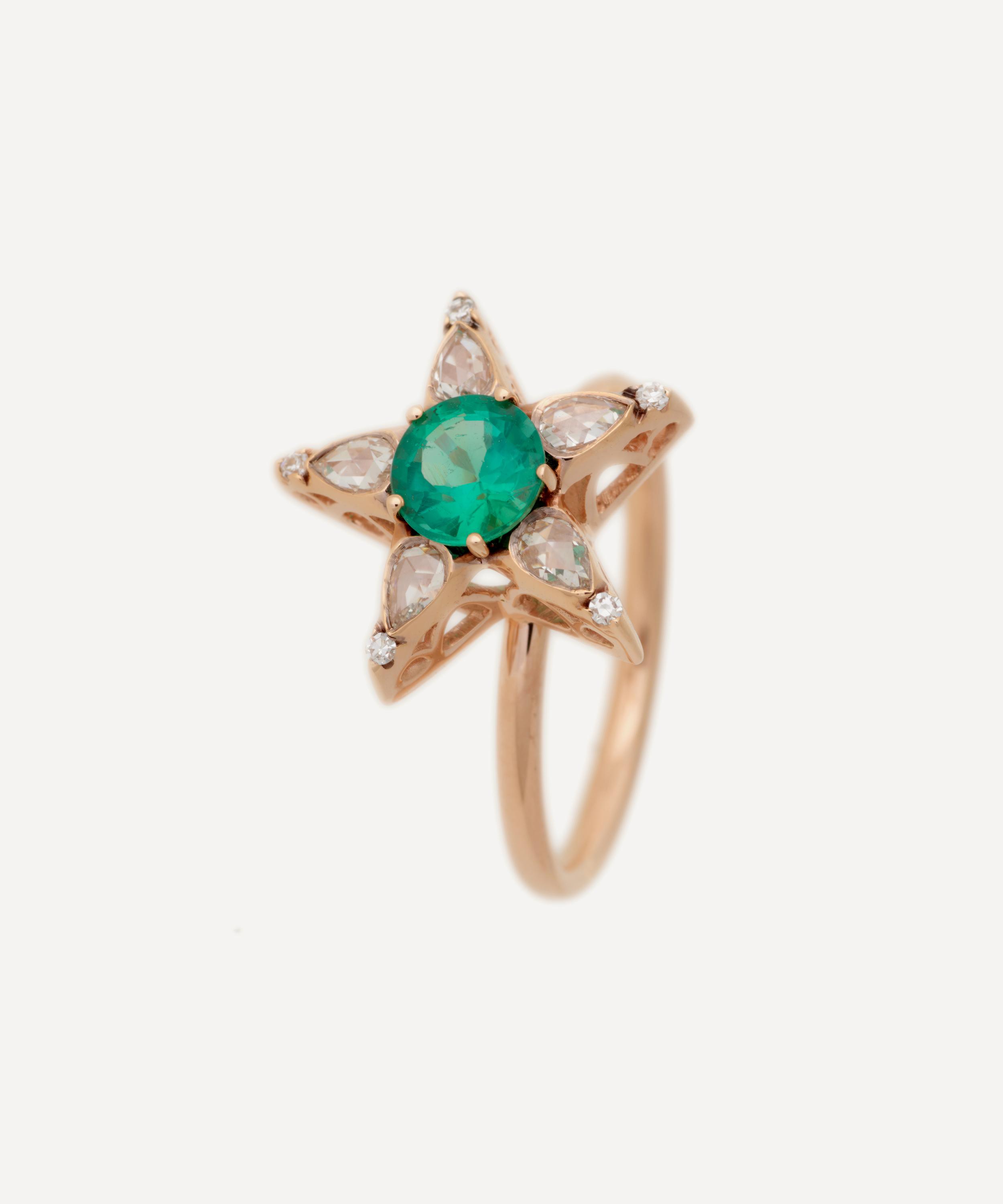 Selim Mouzannar 18ct Rose Gold Istanbul Emerald And Diamond Star Ring