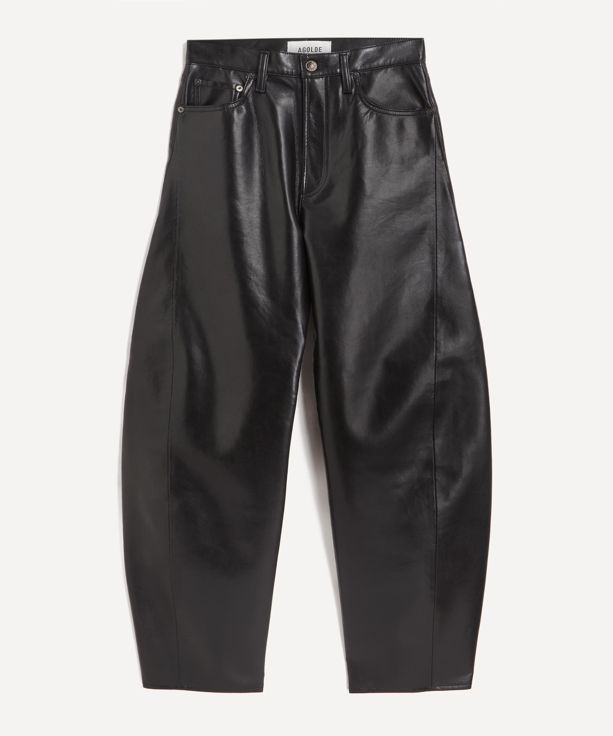 Shop Agolde Women's Luna Pieced Leather Blend Trousers