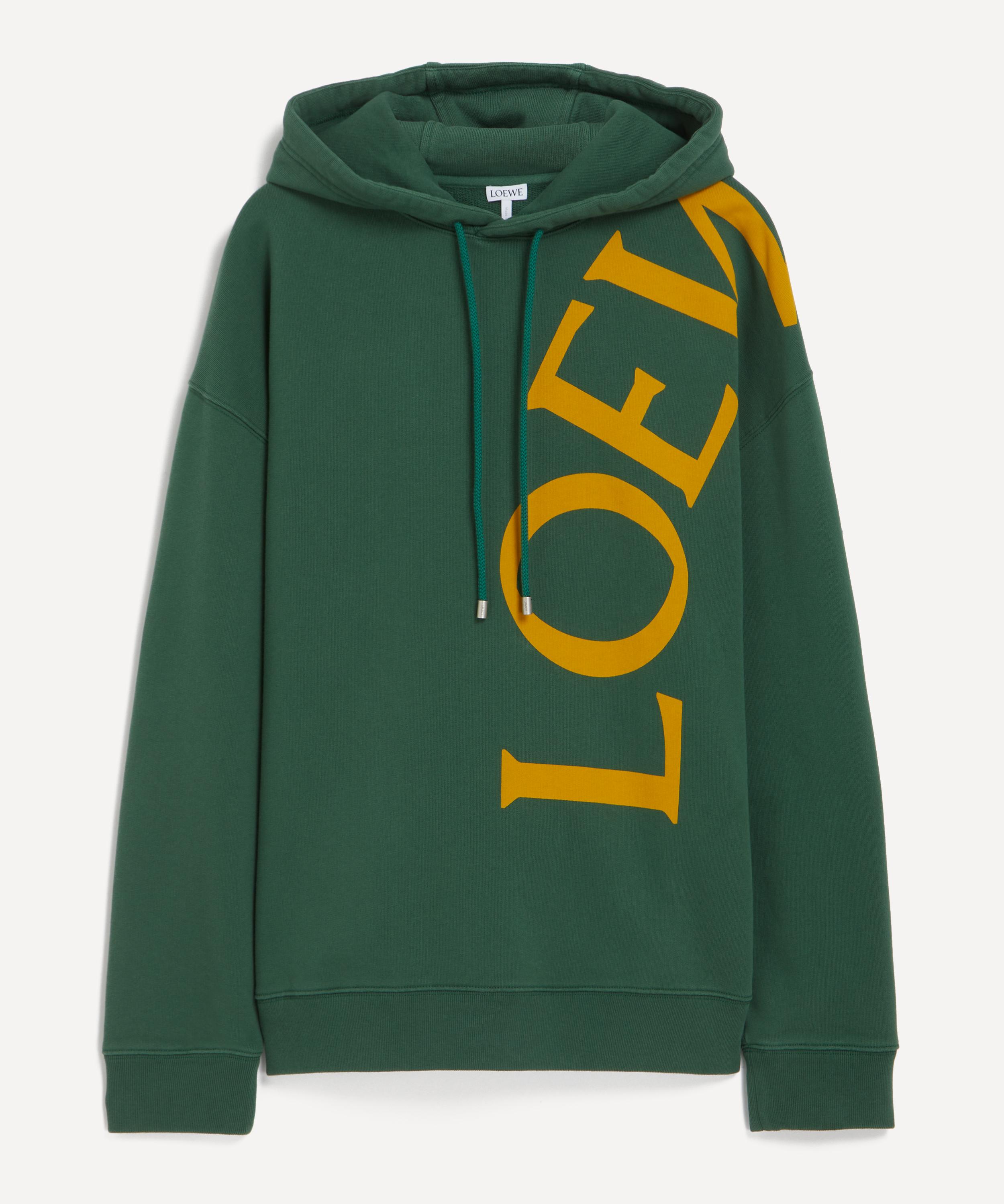 Loewe Mens Dark Green Relaxed Fit Logo Hoodie