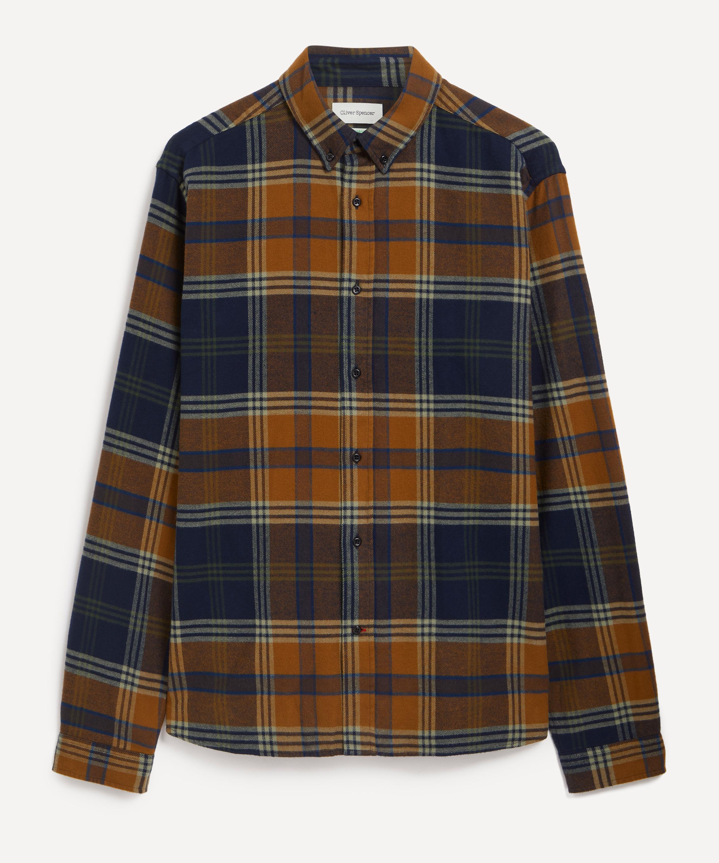 Oliver Spencer Mens Checked Brushed Cotton Brook Shirt
