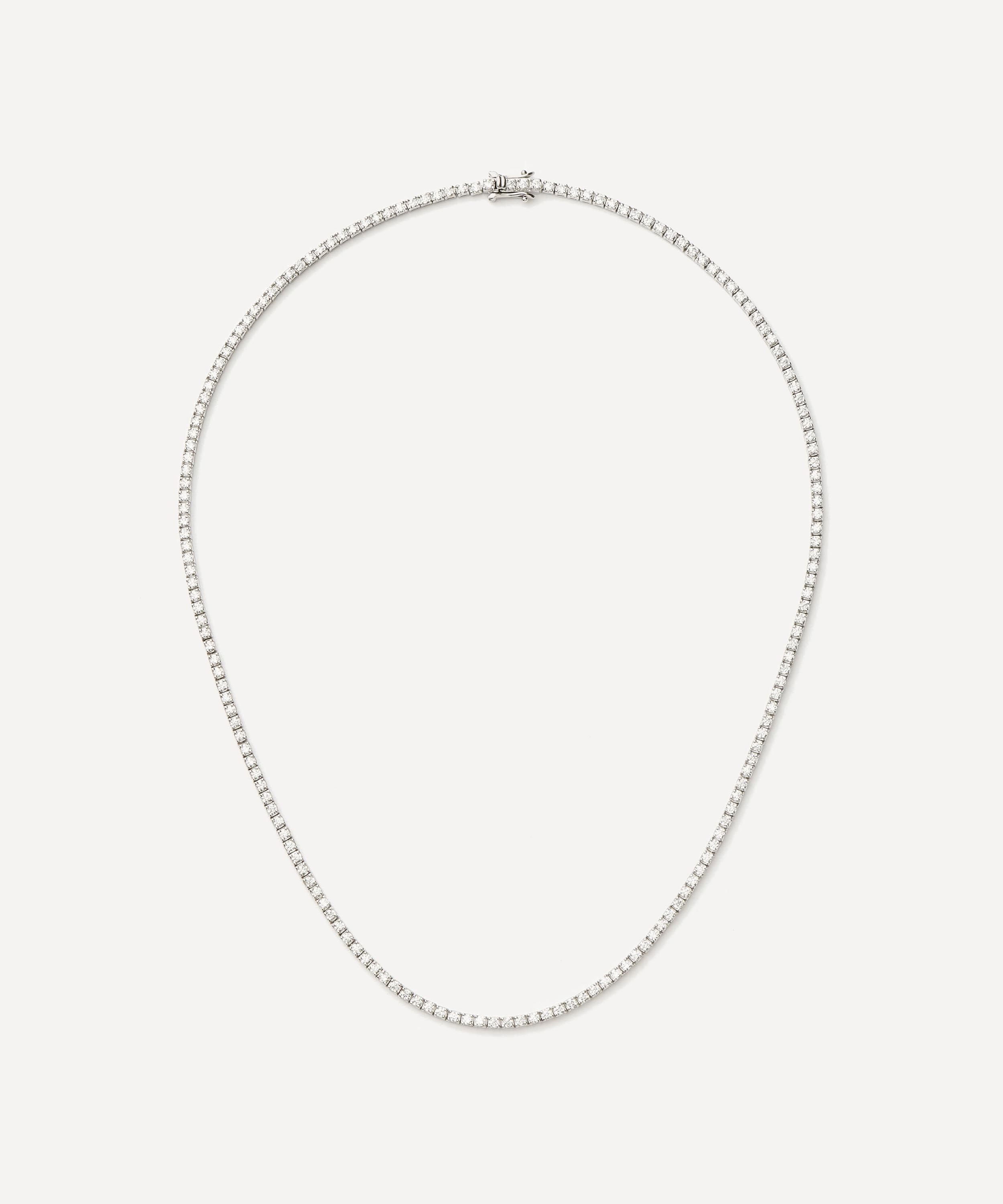 Missoma Rhodium-plated Classic Tennis Necklace In Metallic
