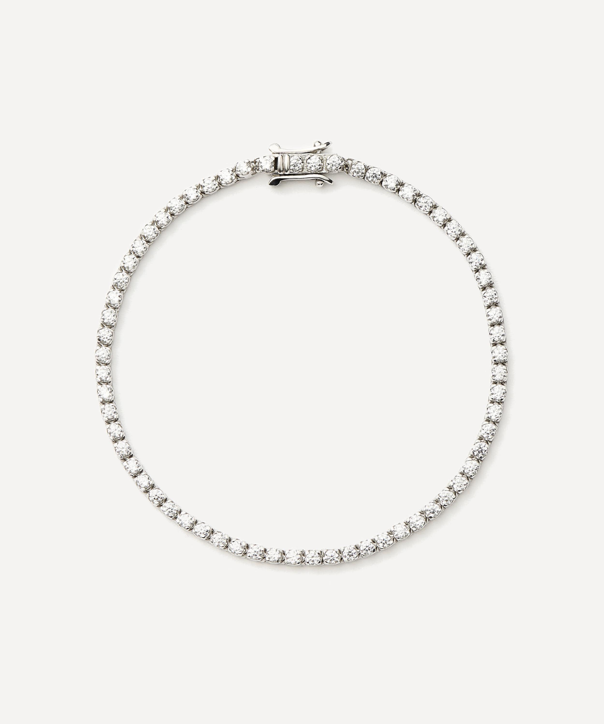 Missoma Rhodium-plated Classic Tennis Bracelet In Silver