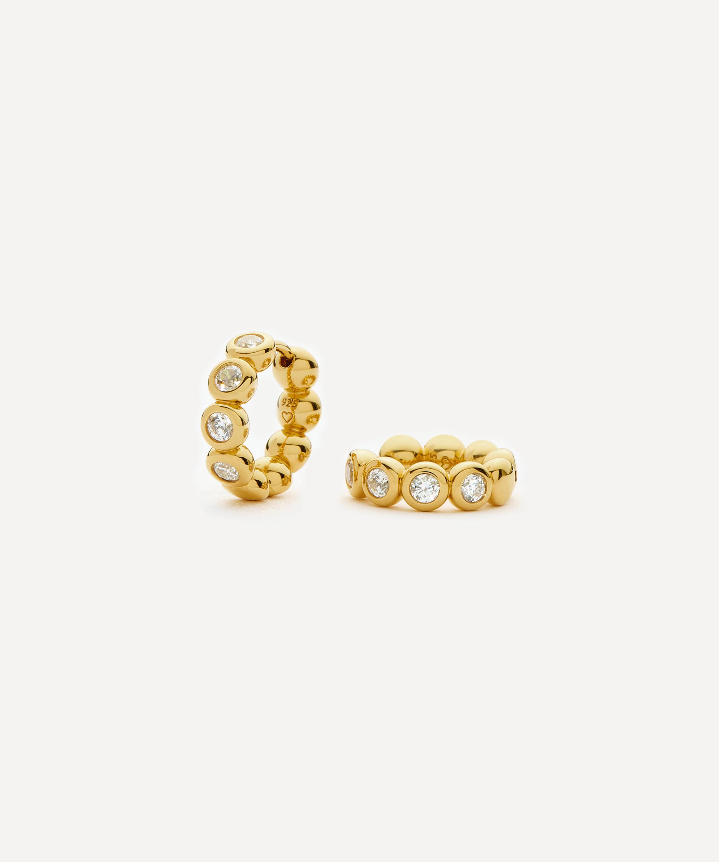 MISSOMA MISSOMA 18CT GOLD-PLATED VERMEIL SILVER SMALL TENNIS HOOP EARRINGS 