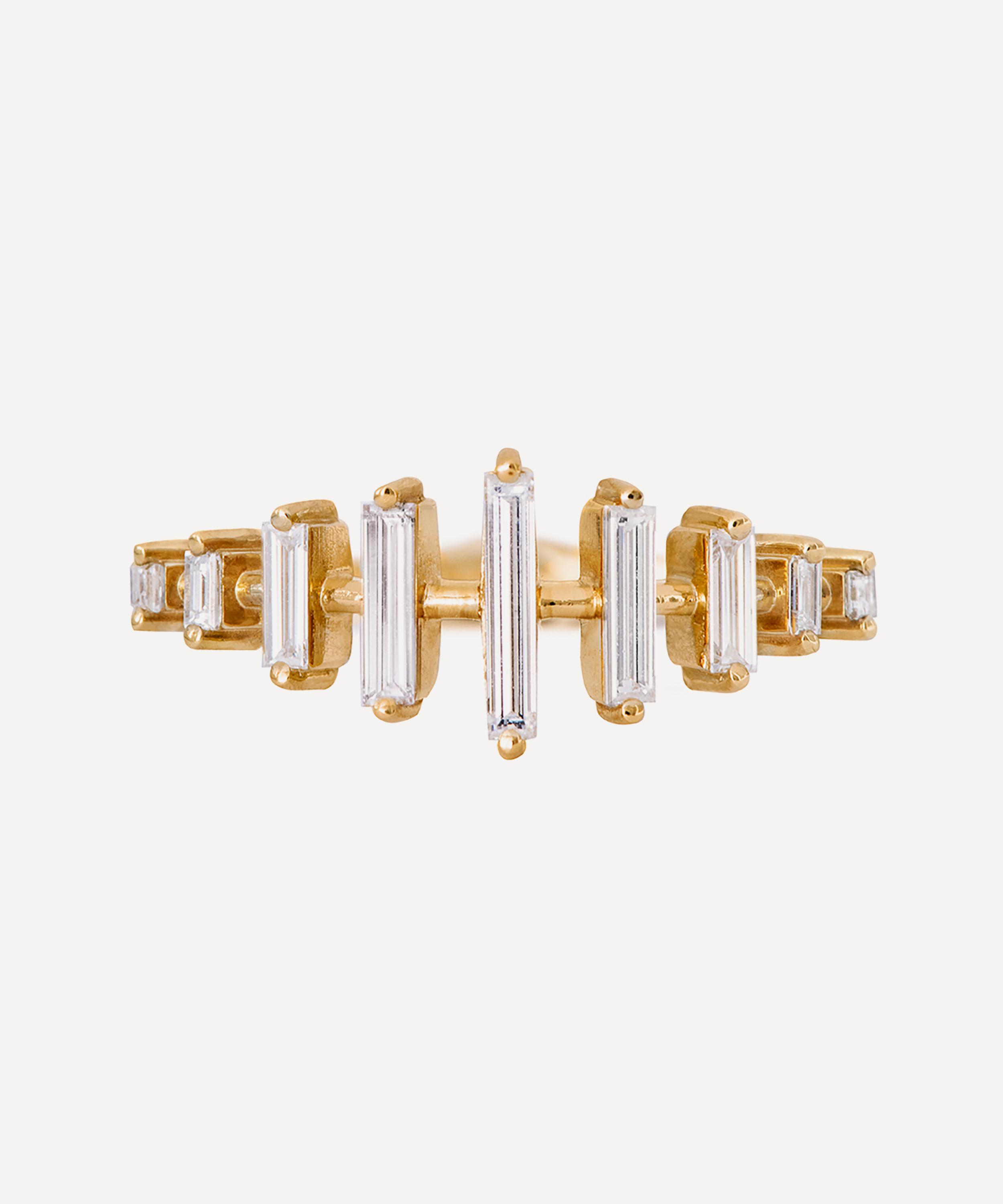 Artemer 18ct Gold Spaced Needle Baguette Diamond Ring
