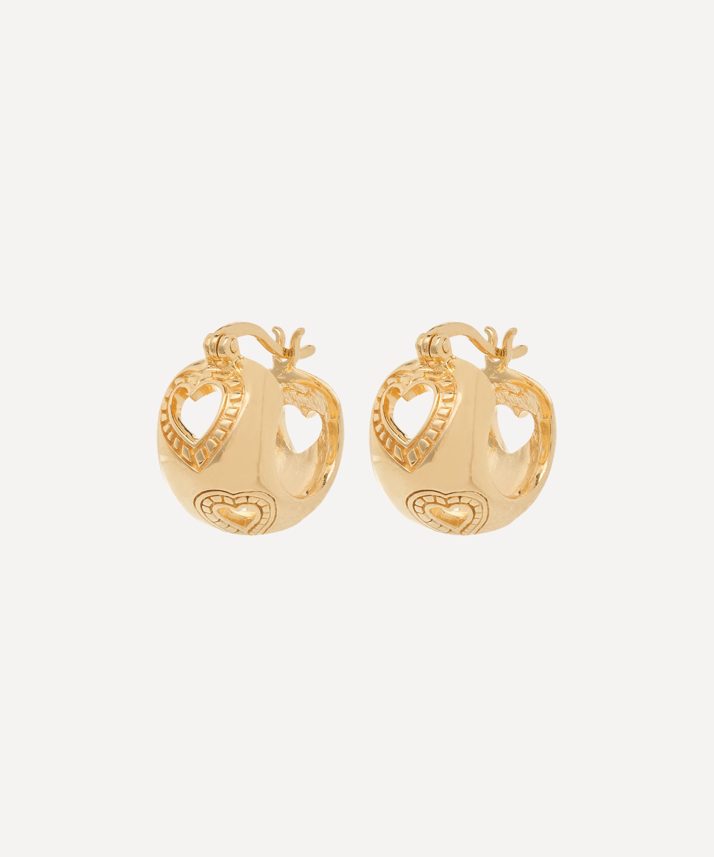 Anna + Nina X Liberty Gold-plated Small Open Heart Hoop Earrings