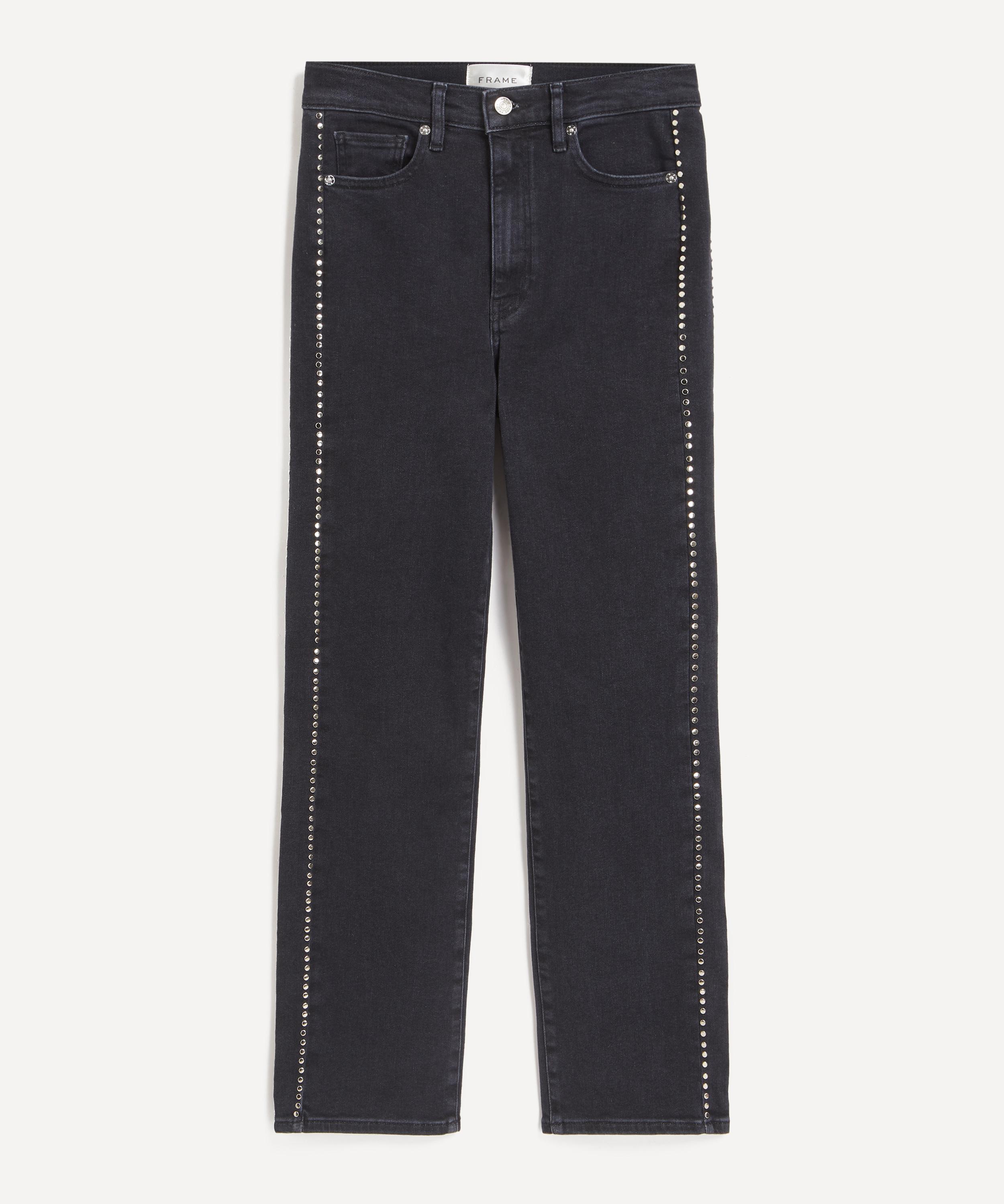 FRAME FRAME WOMEN'S LE SLEEK STRAIGHT STUDDED JEANS IN ASTRONAUT 
