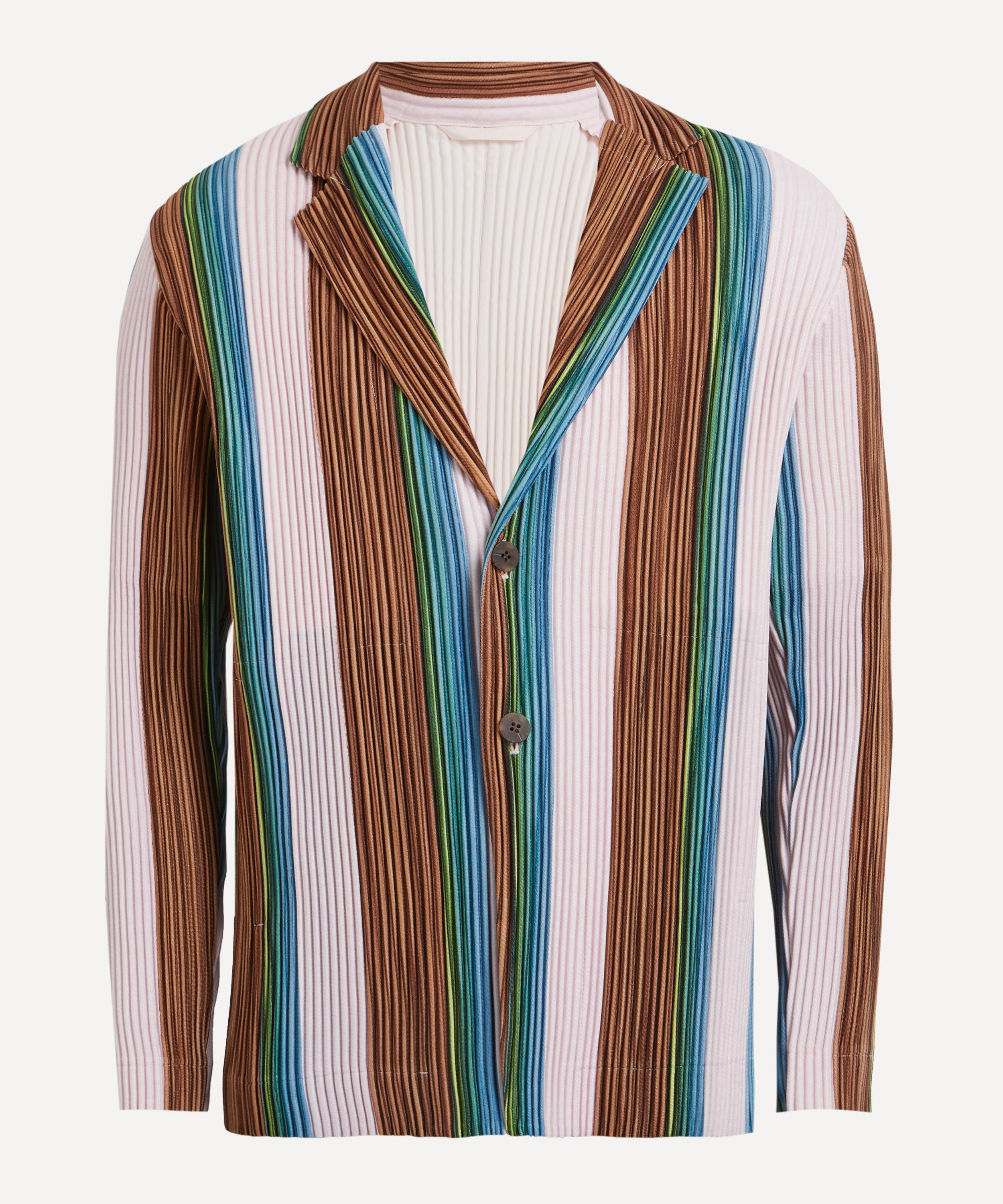 Shop Issey Miyake Homme Plisse  Mens Rb Stripes 1 Pleated Jacket
