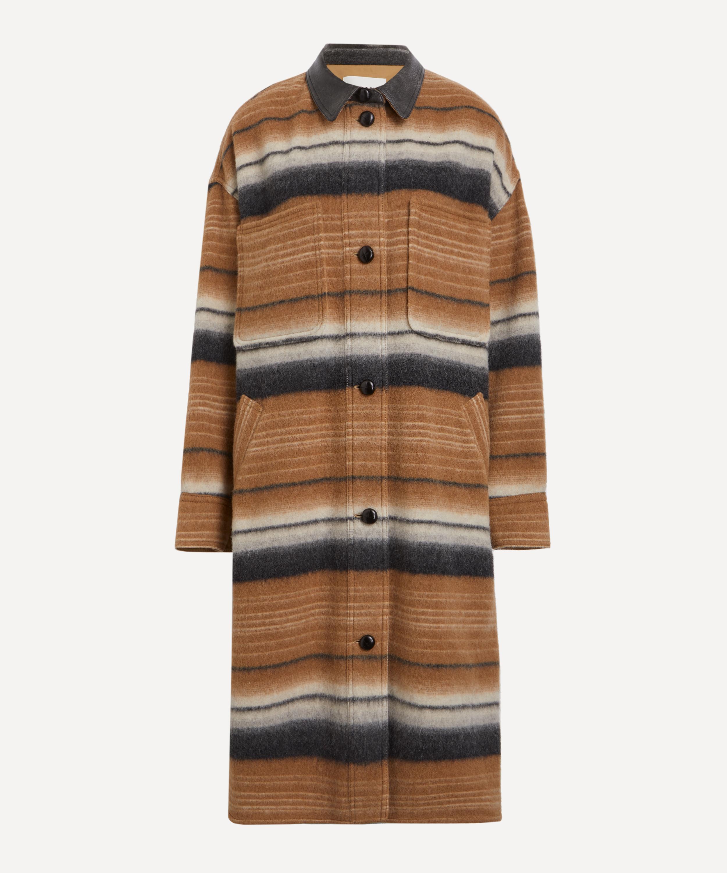 Isabel Marant Étoile Brown Striped Wool Overshirt Coat